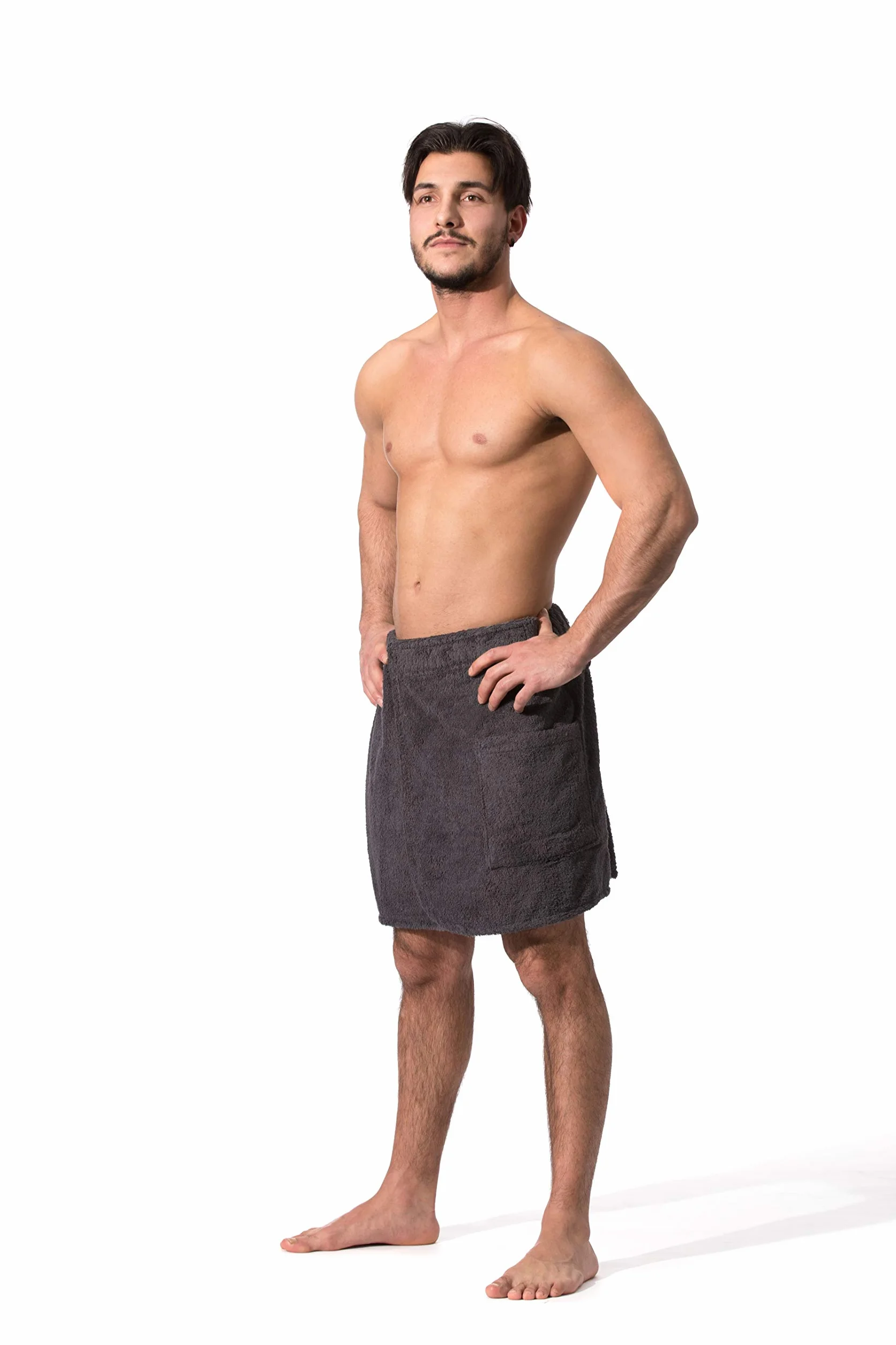 ZOLLNER Kilt do Sauny Męski z Gumką Zapięcie na Rzep 100% Bawełna L/XL Szary