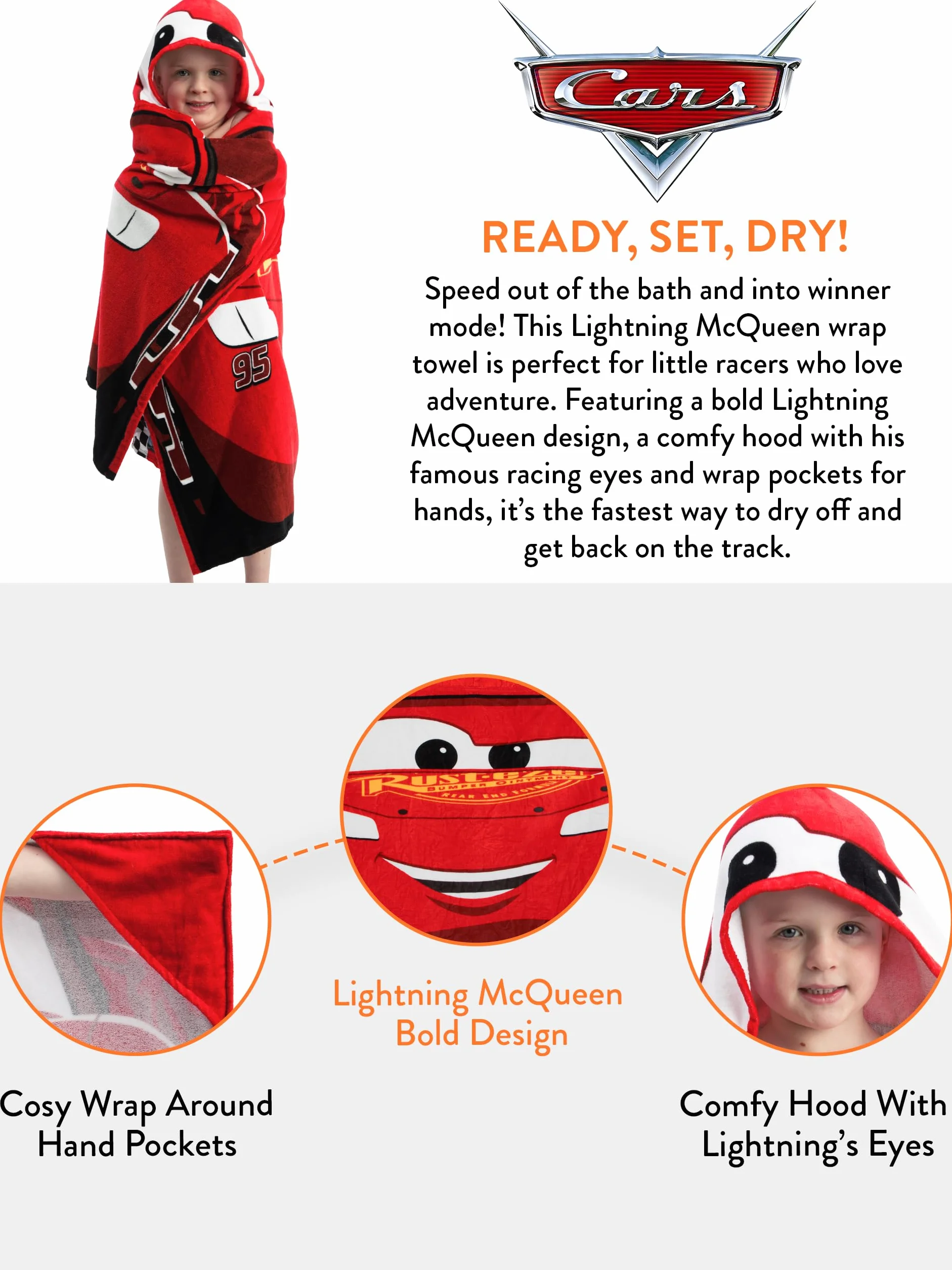 Disney Cars Ręcznik Plażowy, Ręcznik Kąpielowy Lightning McQueen Dla Dzieci, Ręczniks Z Kapturem Dla Dzieci, Czerwony One Size