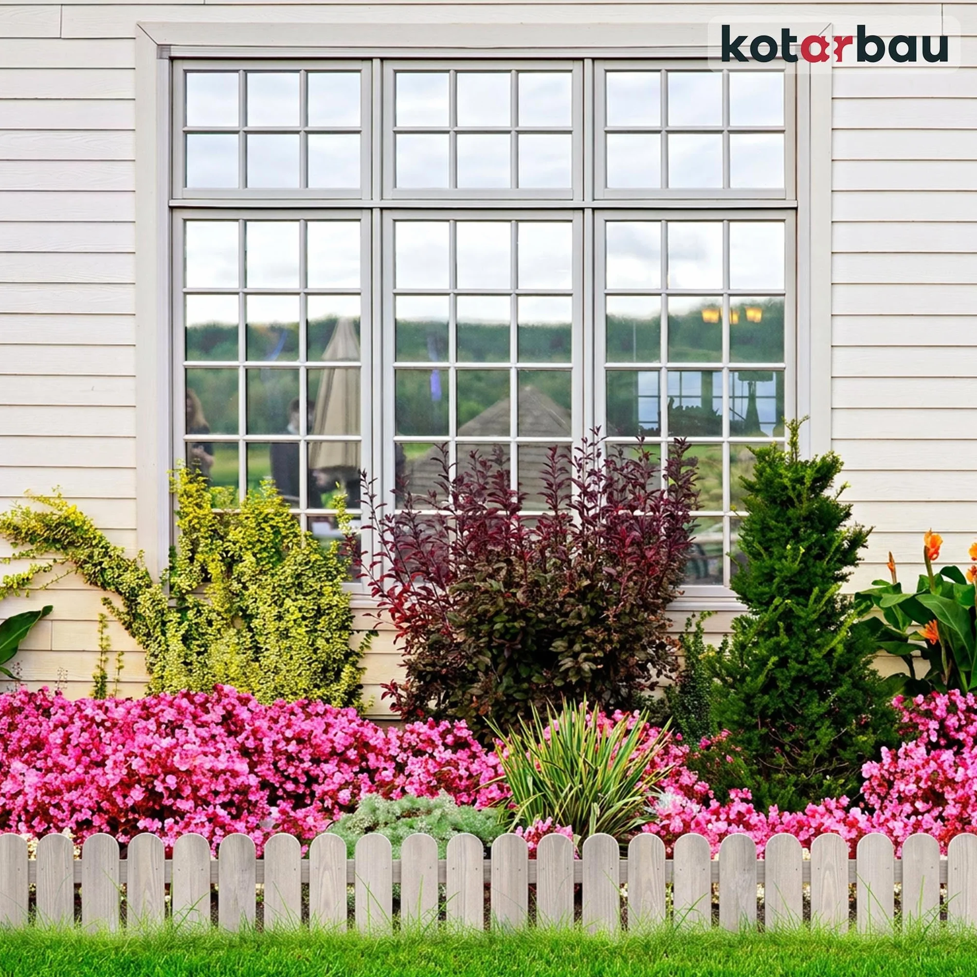 KOTARBAU® Płotek Ogrodowy Wbijany - 200 X 20 CM - Obrzeże Trawnika - Płot Drewniany - Palisada - Biały