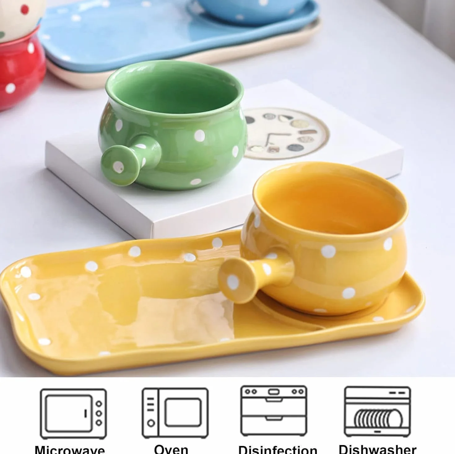 Elegancki ceramiczny zestaw zastawy stołowej z talerzami do serwowania, miseczkami do zupy i uchwytem na krakersy, trwała zastawa stołowa do rodzinnych posiłków, rozrywkowych gości, codziennego użytku