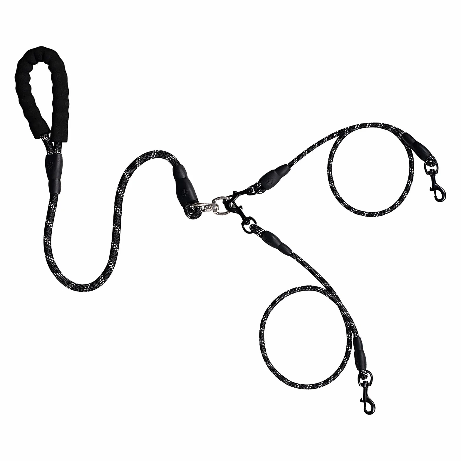 Double Dog Cable, Heavy Duty No Tangling Splitter, 1.2cm + 78 1cm Adjustable Shock Absorbing Rope, Lead, Includes Poop Bag Holder, for Walking, Outdoor Travel, Large Pets86