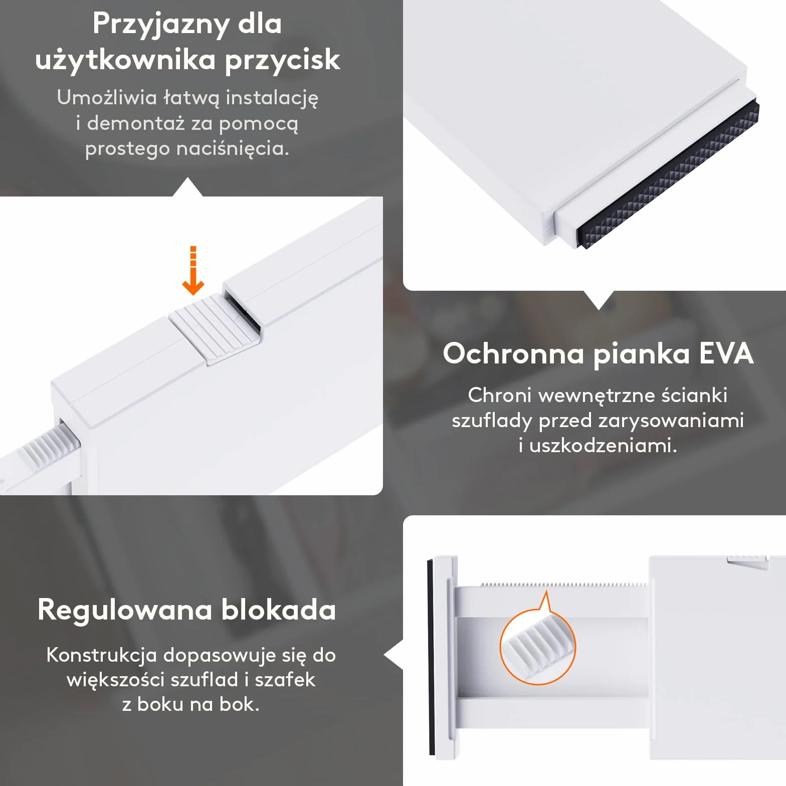 Lifewit 5-pak przegródek do szuflad o wysokości 10 cm, regulowane organizery na ubrania, rozszerzalne separatory komody w sypialni/łazience/kuchni/biurze