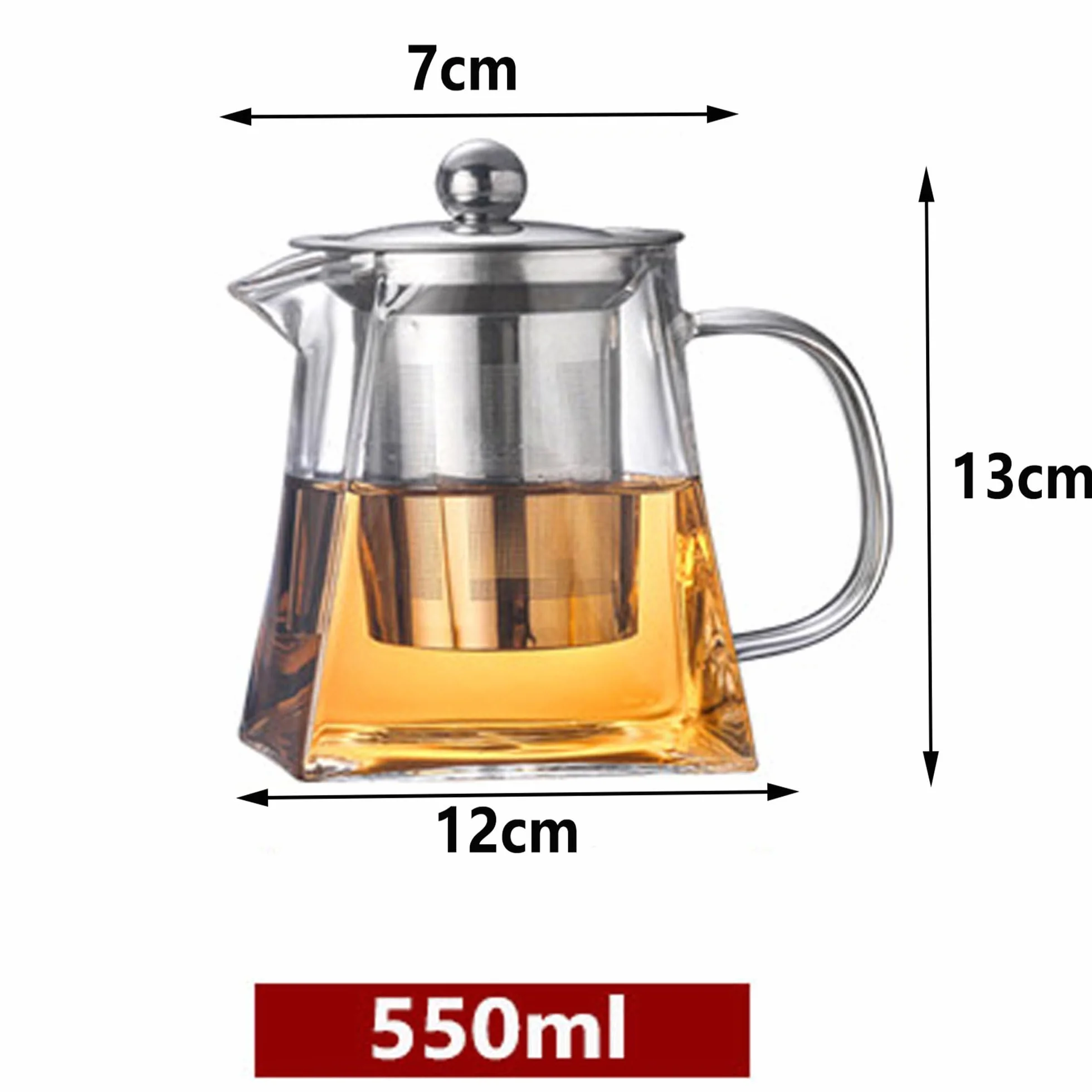 YUEMING Zaparzacz do Herbaty Ziół Czajnik Szklany Imbryk, Szklany Zaparzacz do Herbaty żAroodporny, Dzbanek Herbaty Szklany 550ml Dzbanek do Herbaty z Sitkiem ze Stali Nierdzewnej do Parzenia Herbaty