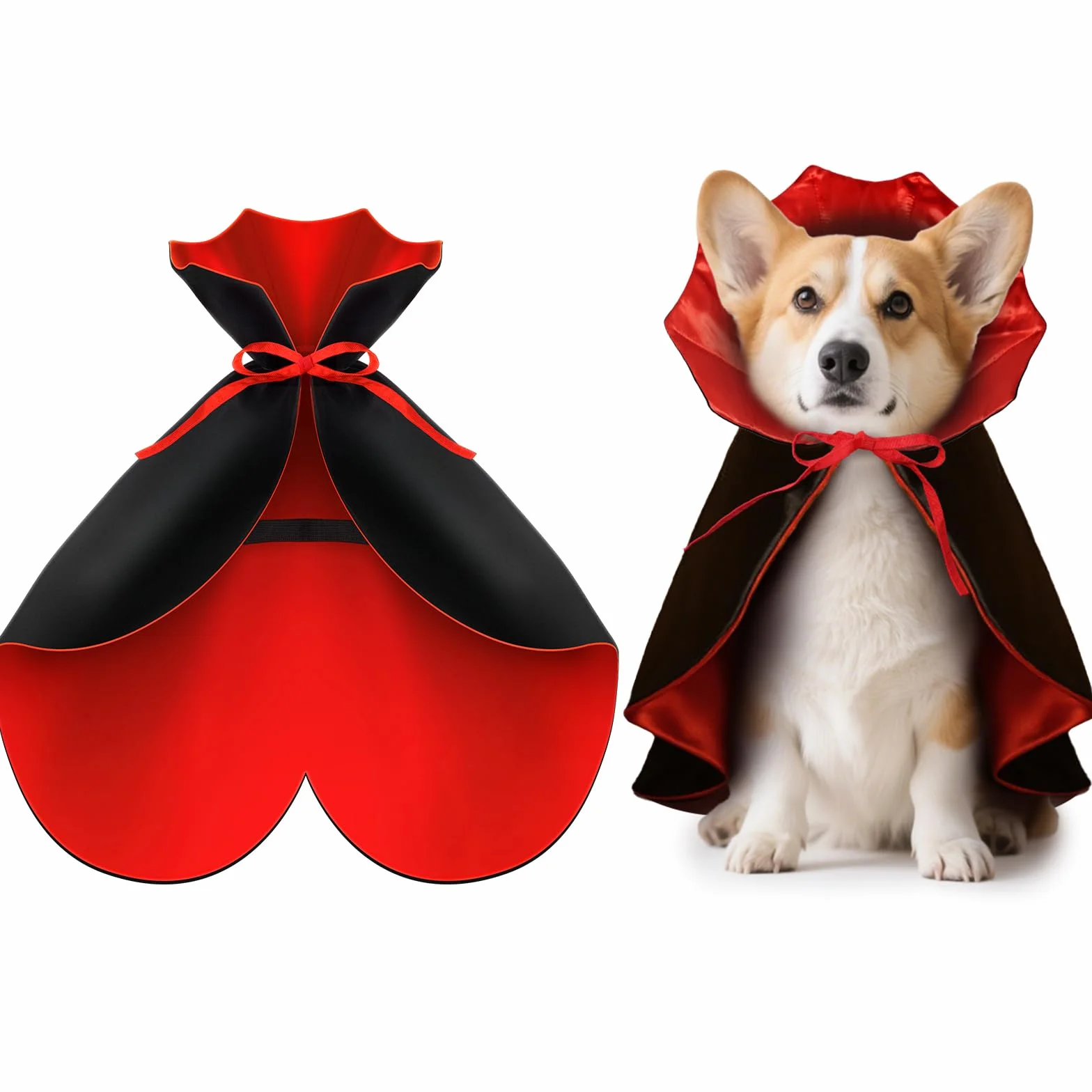 Strój Wampira dla Psa Średniego Peleryna Halloween Rozmiar M 50 cm