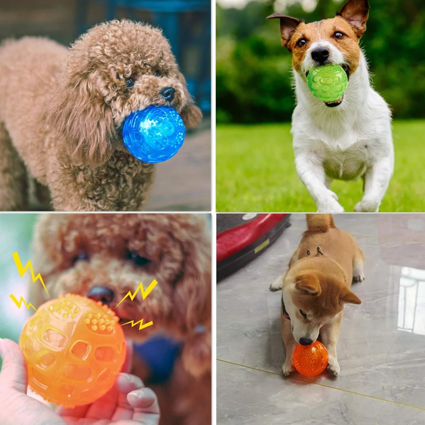 PETTOM Piłka dźwiękowa dla psa Zestaw 3 piłek pływających z wodą, niezniszczalna kula dla psa do treningu