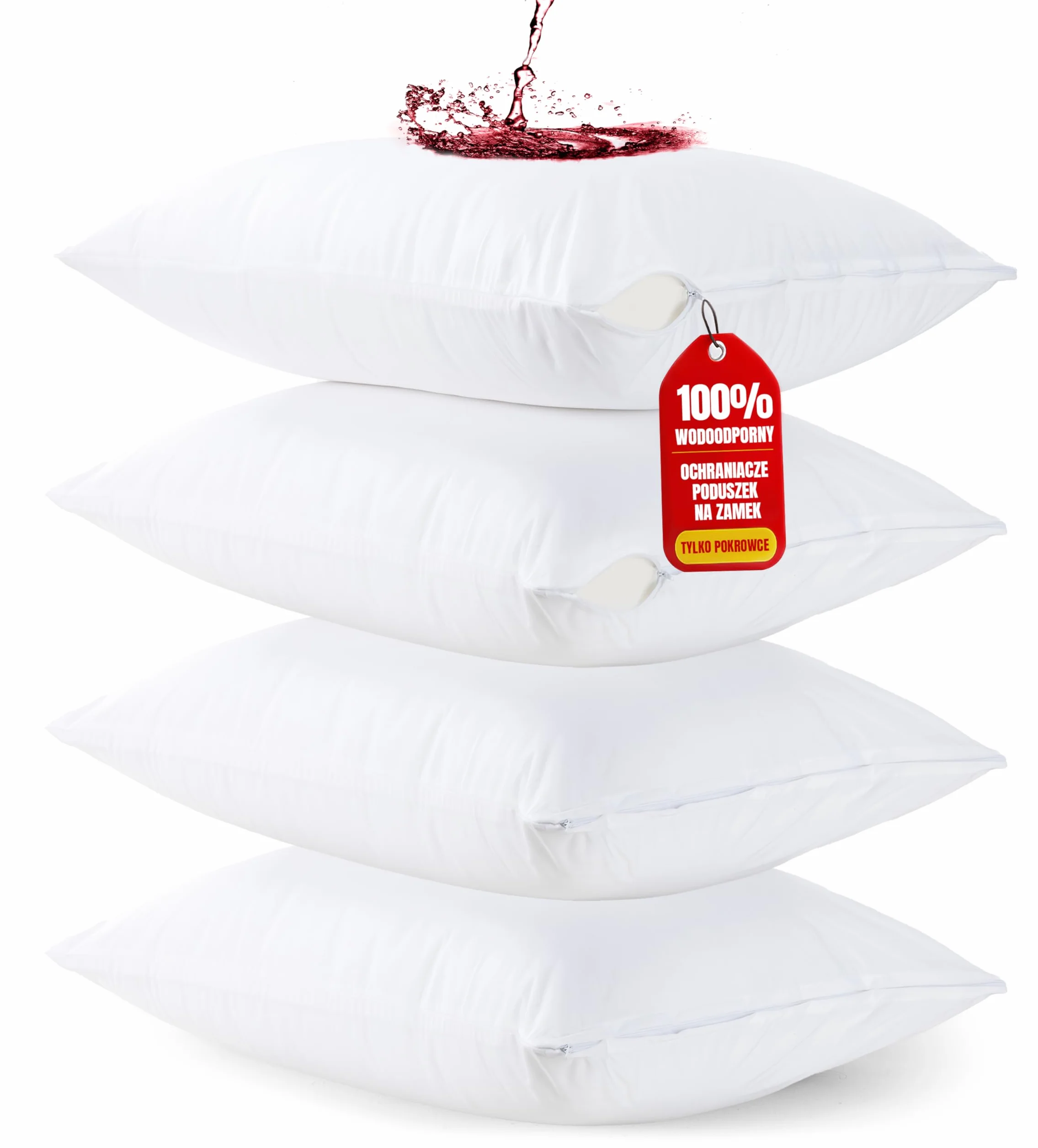 Utopia Bedding Wodoodporne Poszewki Na Poduszki 50 x 80 cm - Zestaw 4 - Ochraniacze Na Poduszki Z Zamkiem - Poszewka Na Poduszkę Przeciw Insektom i Roztoczom