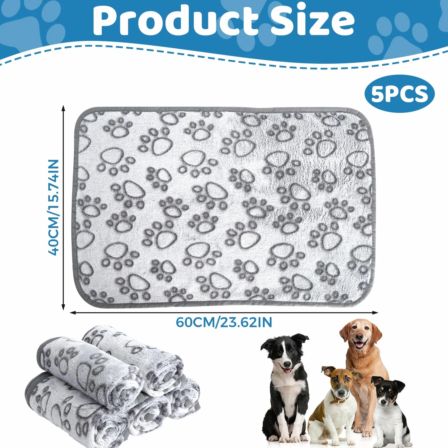 5 Przytulny koc koc dla kotów dla psów i kotów, Puszysty koc dla zwierząt domowych 40x60 cm, Można prać, Szary Dog Blanket dla sofy, Koc dla psów dla małych psów zwierząt domowych w podróży
