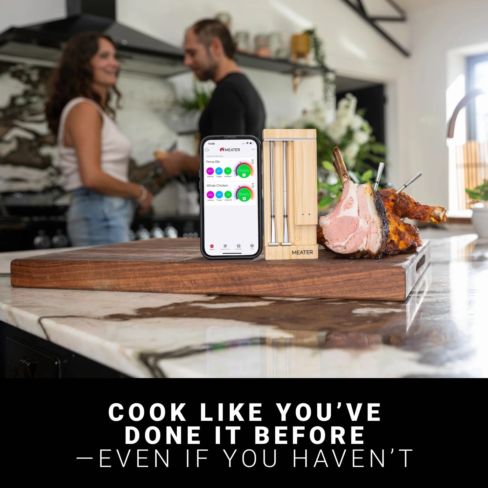 MEATER Pro Duo: Smart Meat termometr cyfrowy, odporność na wysoką temperaturę do 550°C, duży zasięg, certyfikowana dokładność, grill, wędzarnia, frytkownica, 50+ przepisów w aplikacji