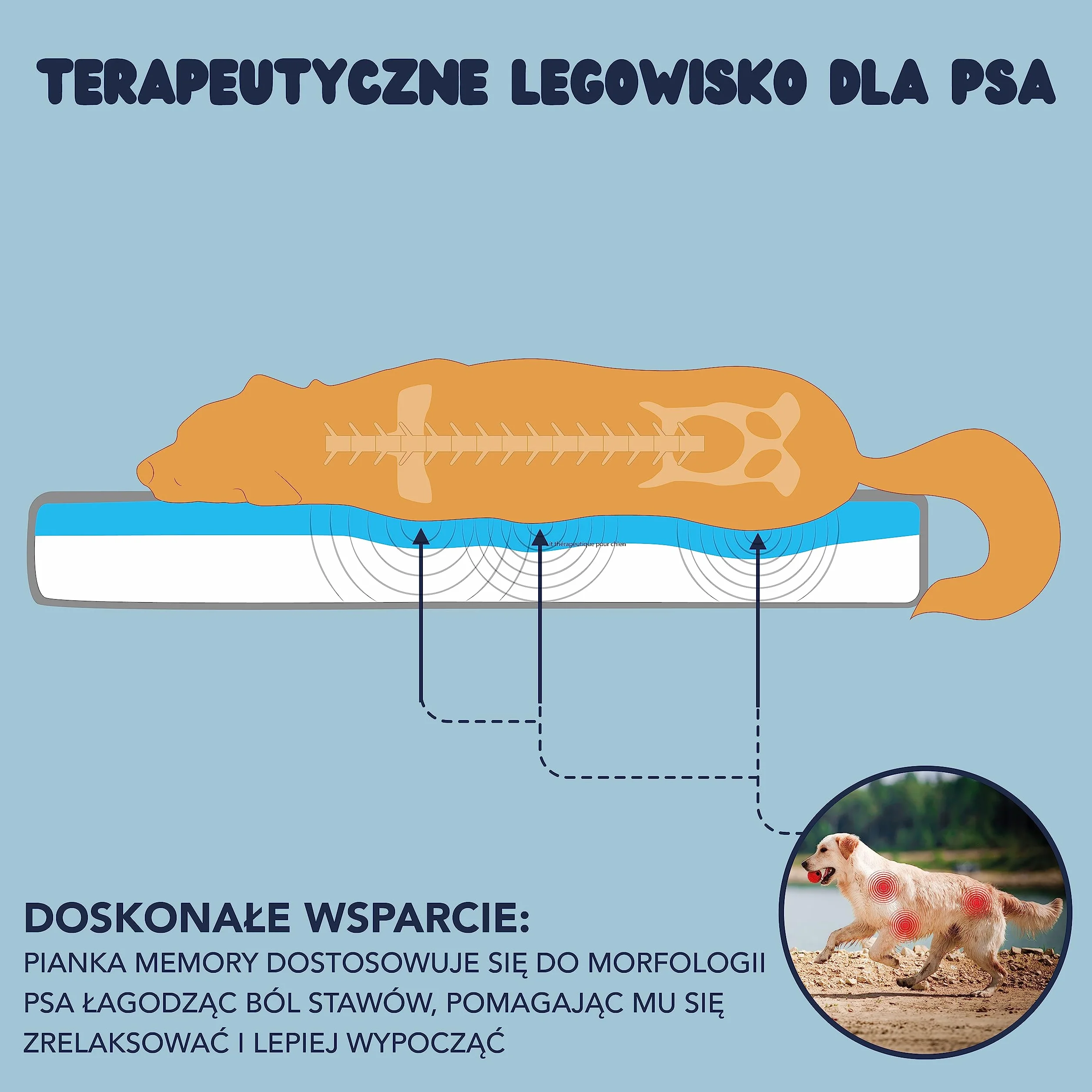 Legowisko dla dużych psów – XL – ortopedyczna poduszka dla psów – zdejmowana poszewka, nadaje się do prania, 110 x 70 x 9 cm