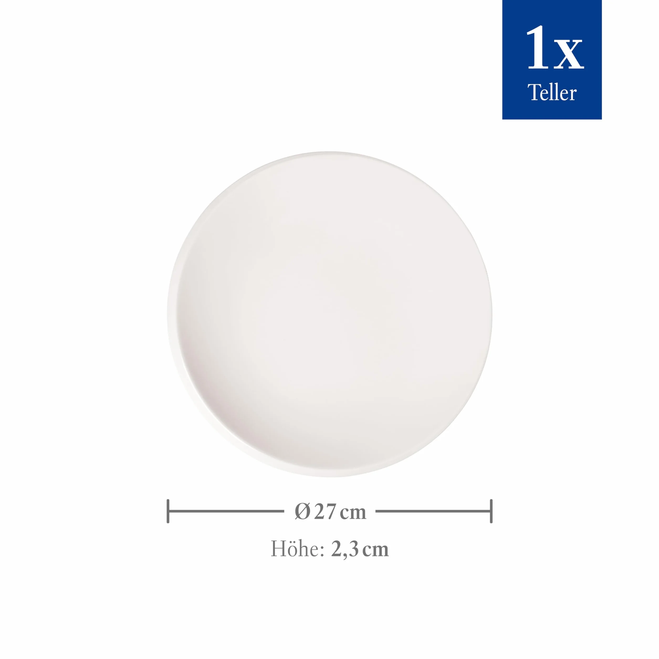 Villeroy & Boch NewMoon talerz obiadowy 27 cm, porcelana premium, biały