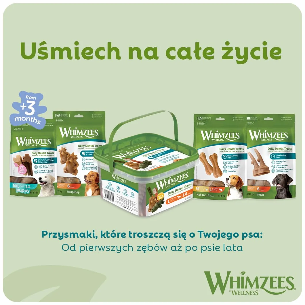 WHIMZEES Szczoteczka L Opakowanie Miesięczne 30 Sztuk Gryzaki Dentystyczne dla Dużych Psów Naturalne Bezzbożowe