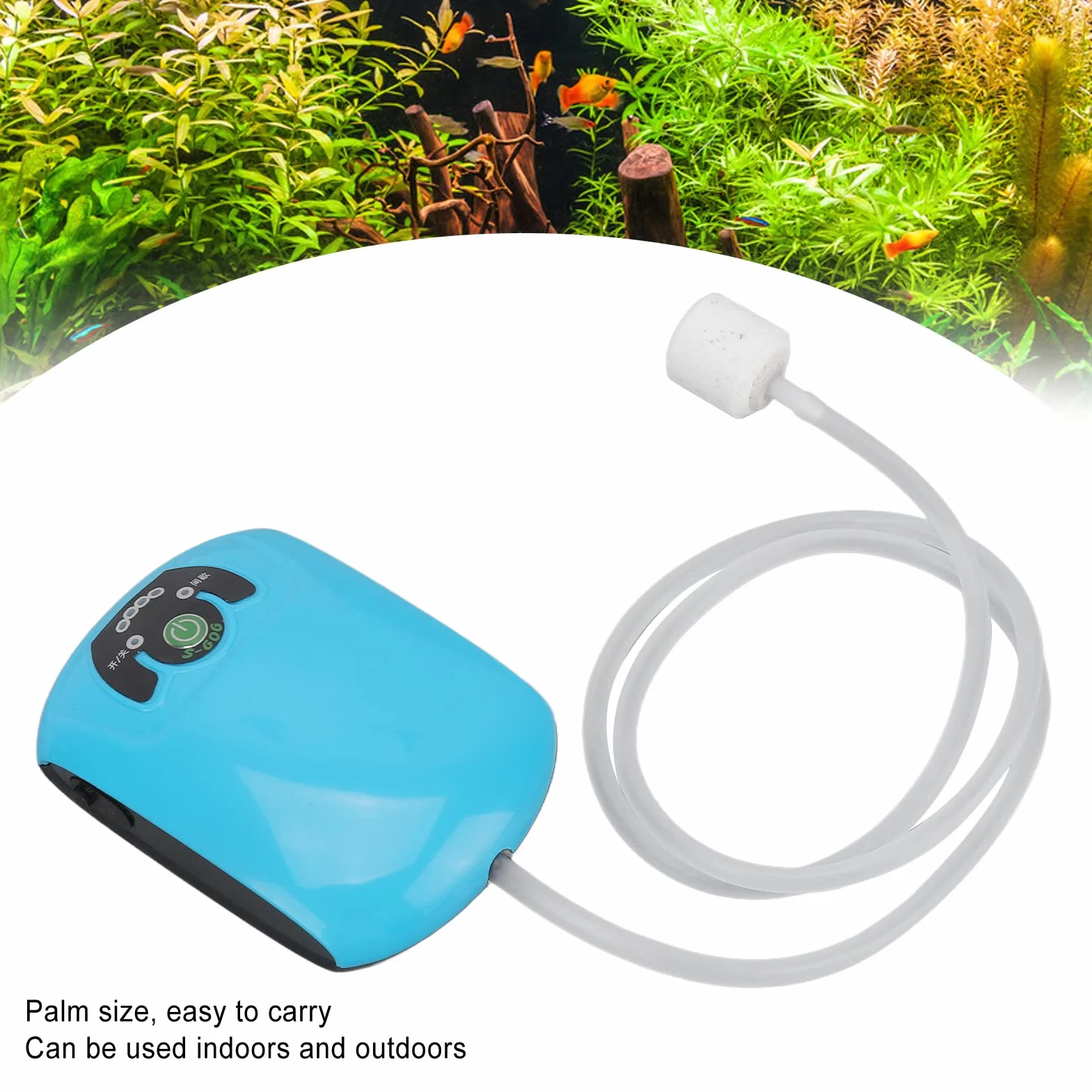 Pompa powietrza do akwarium, cicha pompa tlenowa do akwarium, pompa tlenowa o pojemności 1200 mAh, pompa tlenowa do wędkowania wewnątrz i na zewnątrz, akwarium, awarii zasilania