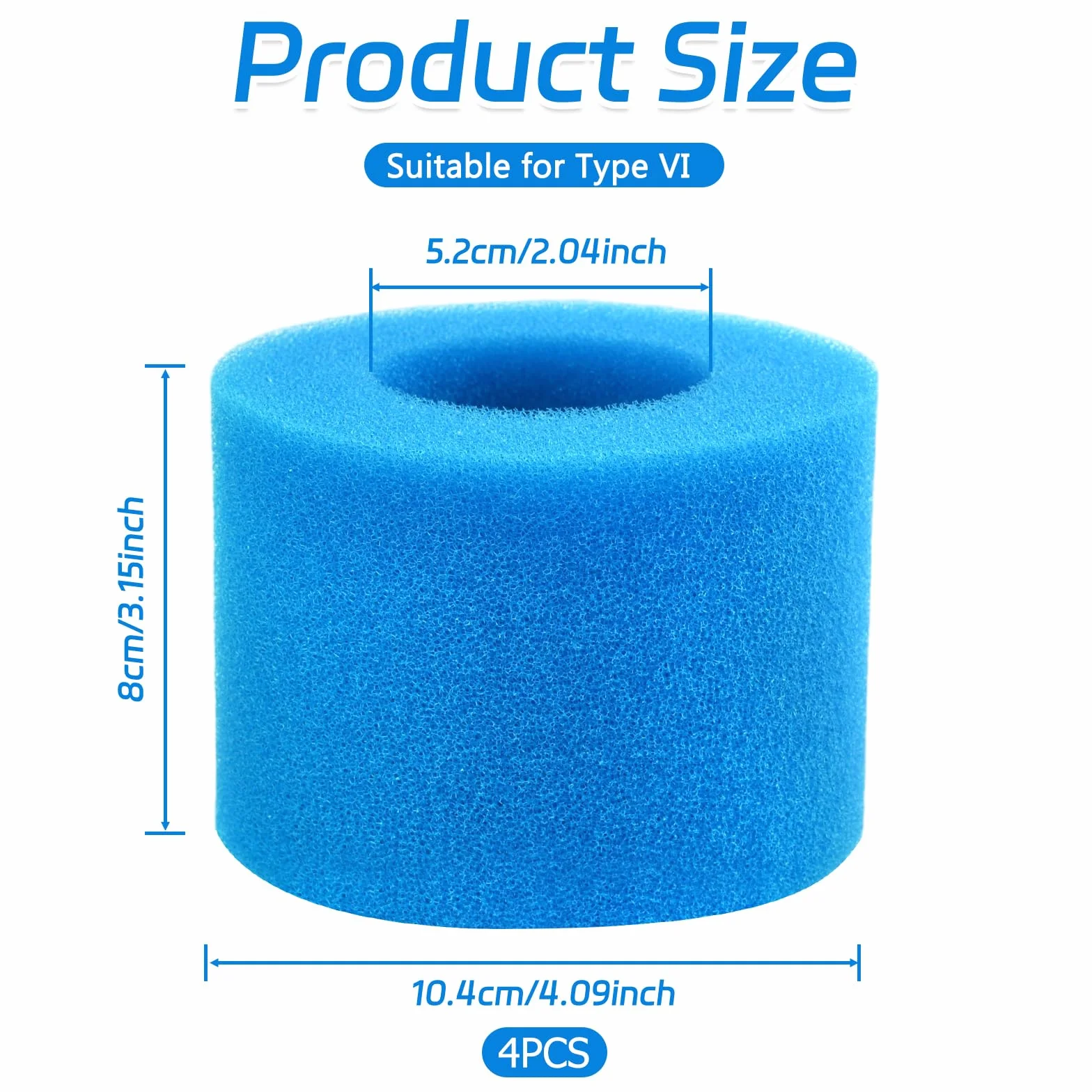 4 sztuki gąbki filtr typu V1, gąbka do filtra basenowego, wkład filtra basenowego, wielokrotnego użytku, zmywalny, do Bestway Lay-Z-SPA, Coleman SaluSpa 90352E 58323