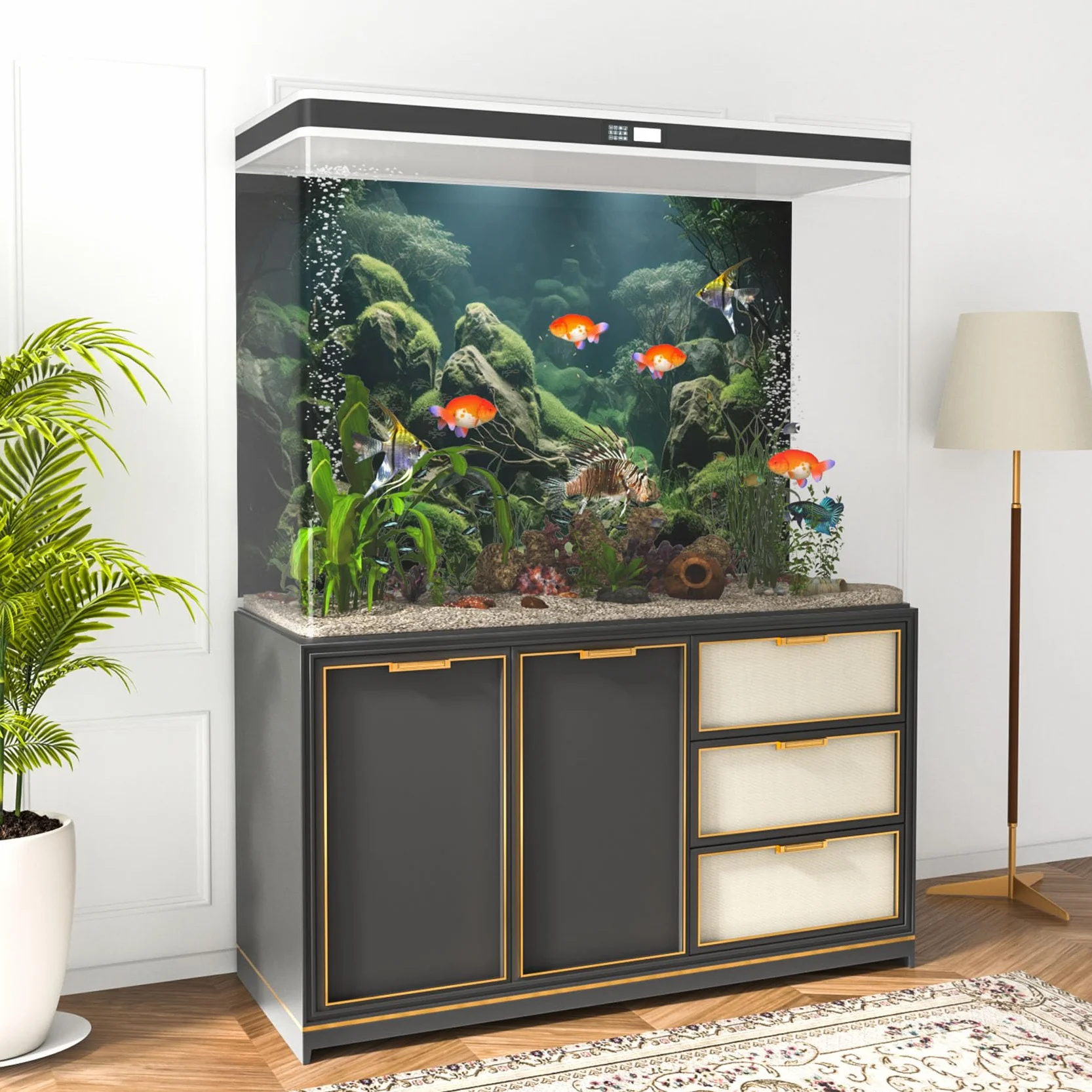 Plakat akwarium tło winyl 180 x 46 cm tropikalna ryba