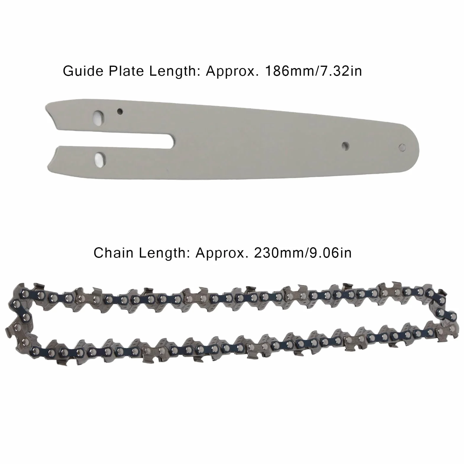 Łańcuchy do pił łańcuchowych z zestawem prowadnic piły łańcuchowej Stalowe koło zębate Płytka prowadząca 186 mm Łańcuch 230 mm Piła 6 cali Odpowiednia do małych elektrycznych pił