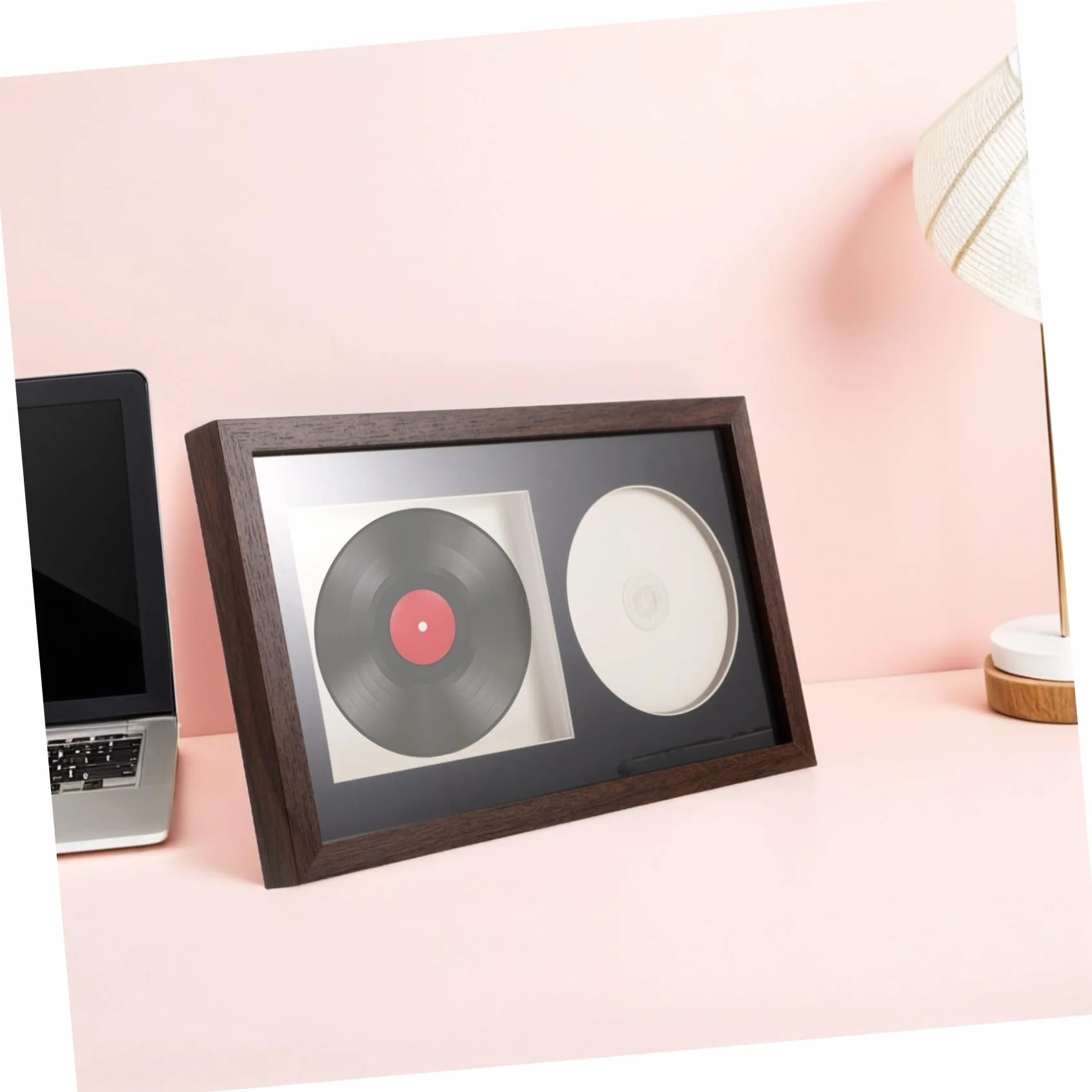 Drewniany stojak 3D z winylu i płyt CD, uchwyt ścienny i stołowy, 14,2 x 12,4 cm, kolekcjoner muzyki Sto, Ele Showcase na albumy i płyty