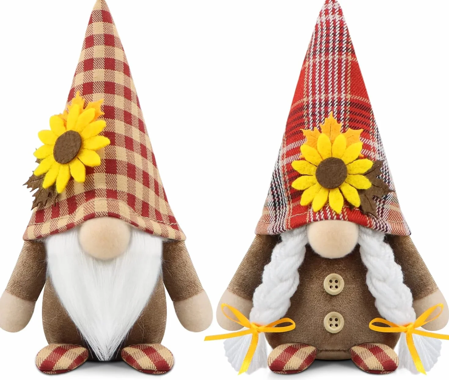 Zestaw 2 jesiennych gnomów, pluszowe dekoracje 3D, kwiaty, prezent, ręcznie robione figurki elfa, krasnoluda, do domu, kuchni, wiejskiego domu, wielowarstwowej tacy, święta, festiwalu, imprezy, skandynawskiego tomte