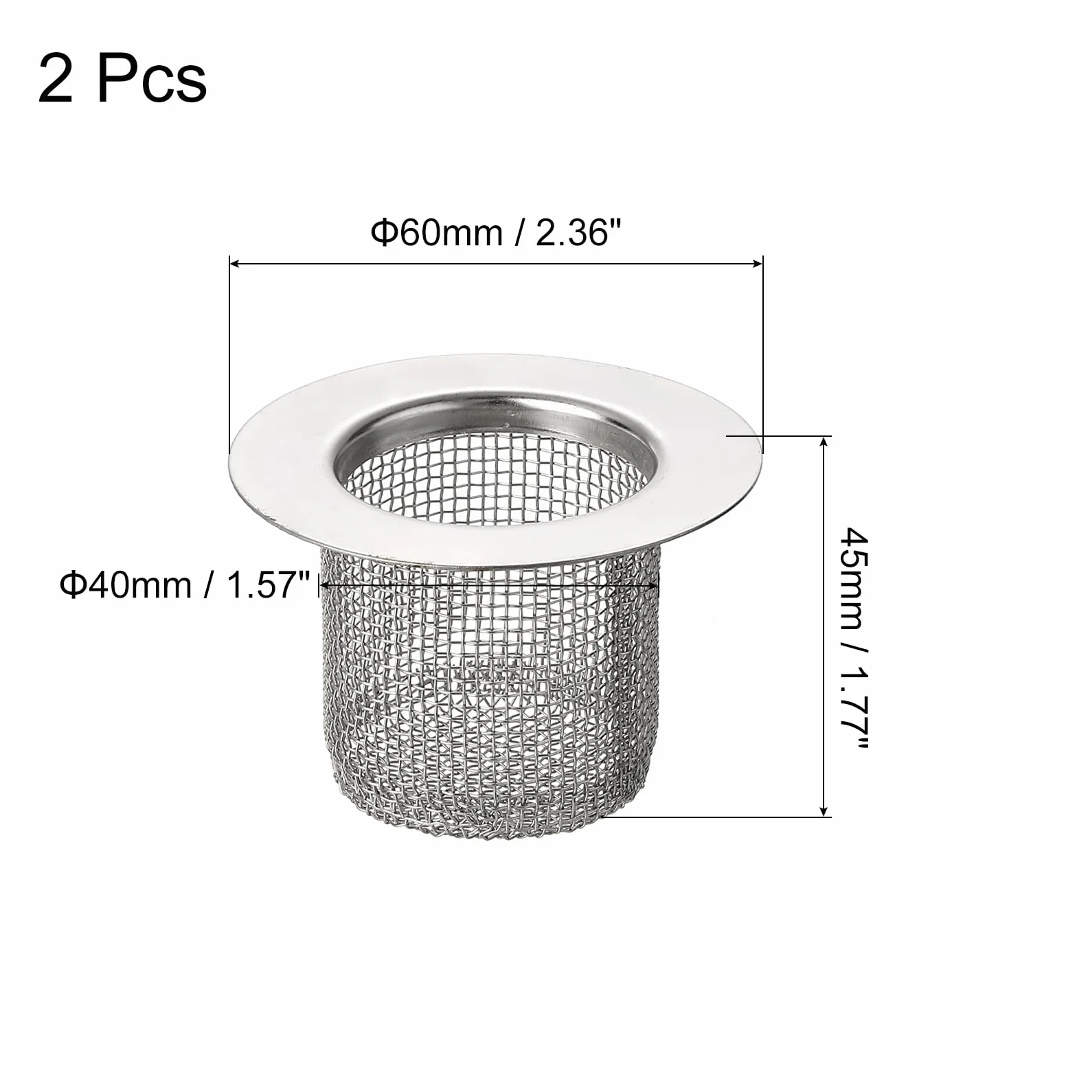 QUARKZMAN 2 szt. Filtry do zlewu łazienkowego, pasują do otworu odpływowego o średnicy 1,57 cala - 2 cali, 40 mm Deep 304 ze stali nierdzewnej do odpływu i odpływu na podłogę