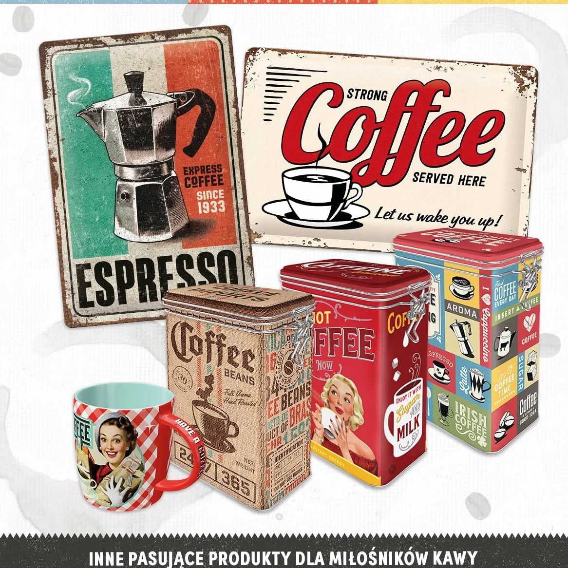 Nostalgic-Art Retro puszka na kawę, 1,3 l, Espresso Yourself – Pomysł na prezent dla miłośników kawy, metalowy pojemnik z pokrywką aromatyczną, Styl vintage