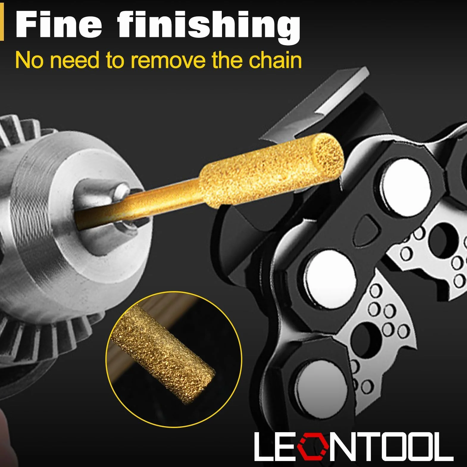 LEONTOOL 8 szt. o wysokiej twardości diamentowa ostrzałka do ostrzenia wiertła 3/16 "4,8 mm tytanowa platerowana szlifierka pilnik narzędzie do polerowania z 1/8" trzonek pilnik do piły łańcuchowej do
