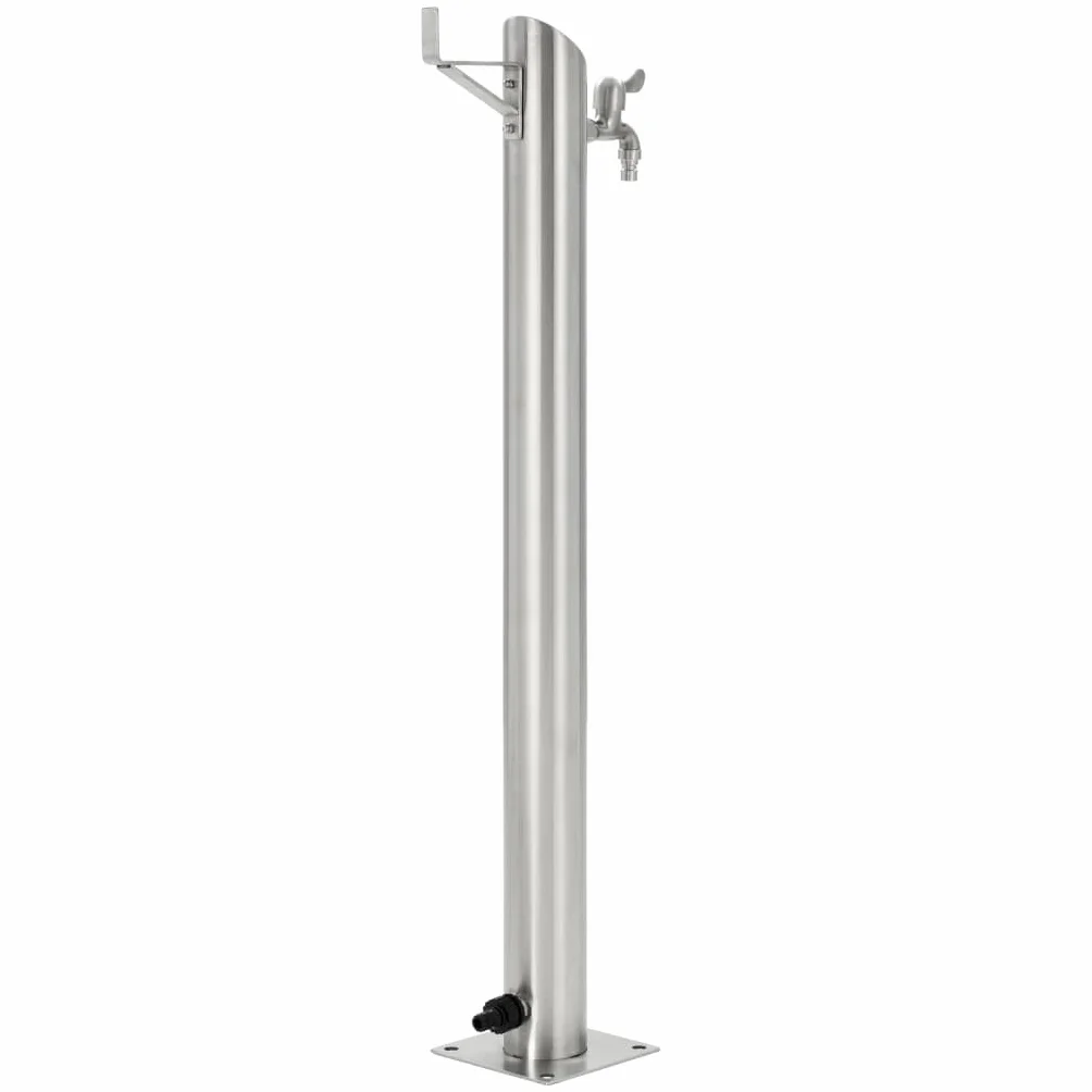 vidaXL Kran ogrodowy na słupku, stal nierdzewna, okrągły, 95 cm