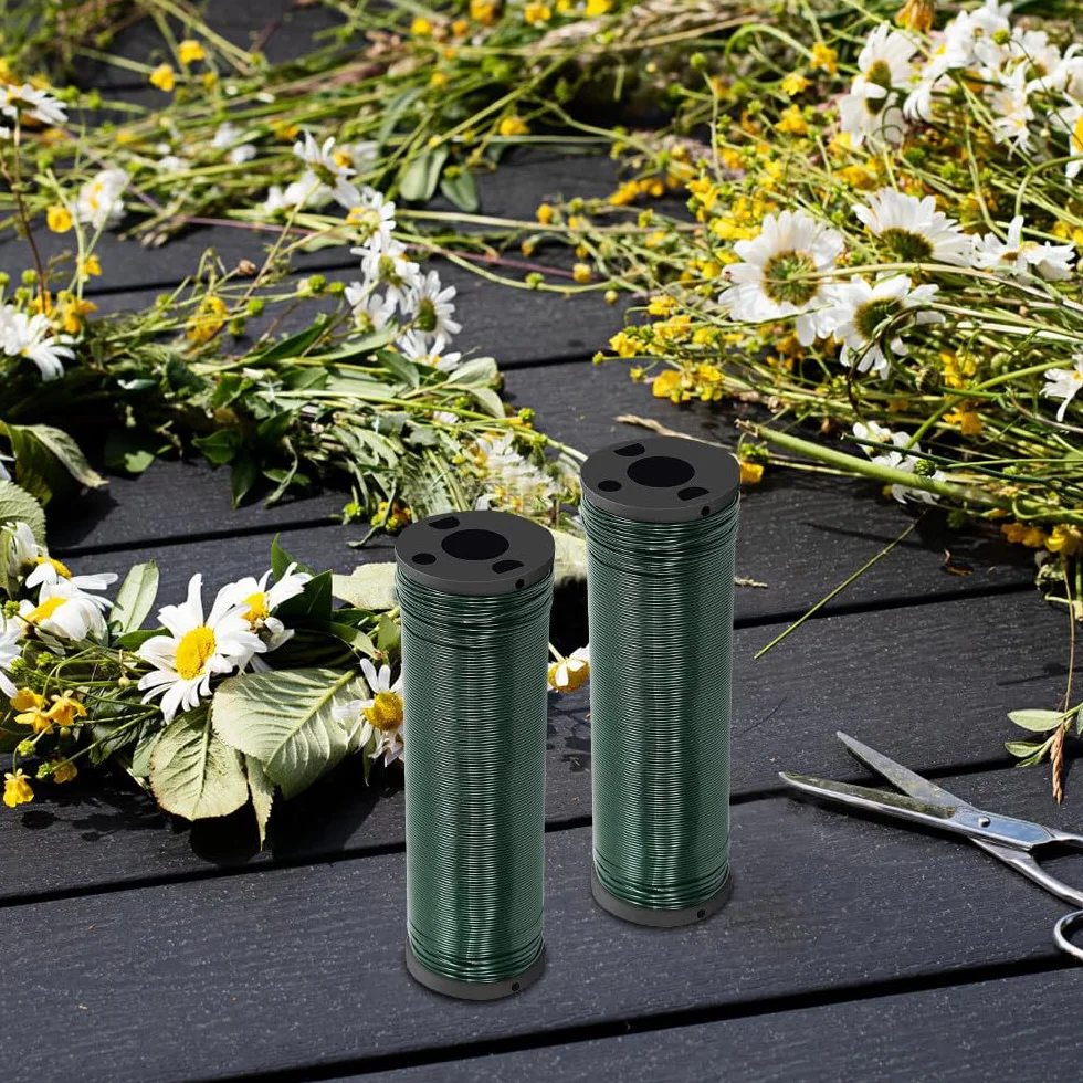 3 rolki drutu wiążącego, zielony, 300 m x 0,67 mm, drut do majsterkowania, zielony, drut kwiatowy, drut do roślin, drut ogrodowy, drut do kwiatów ocynkowanych, drut do owijania kwiatów, zestaw
