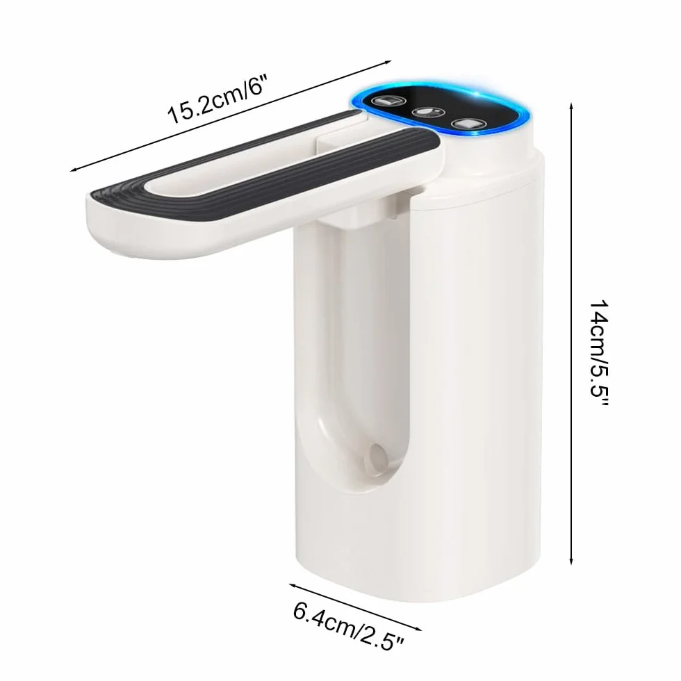 Pompa do butelek na wodę, automatyczny dozownik butelek do picia, składany wylot wody, 3 tryby, ładowanie USB, z wężem silikonowym 50 cm, pasuje do dzbanka na wodę 5-18 l