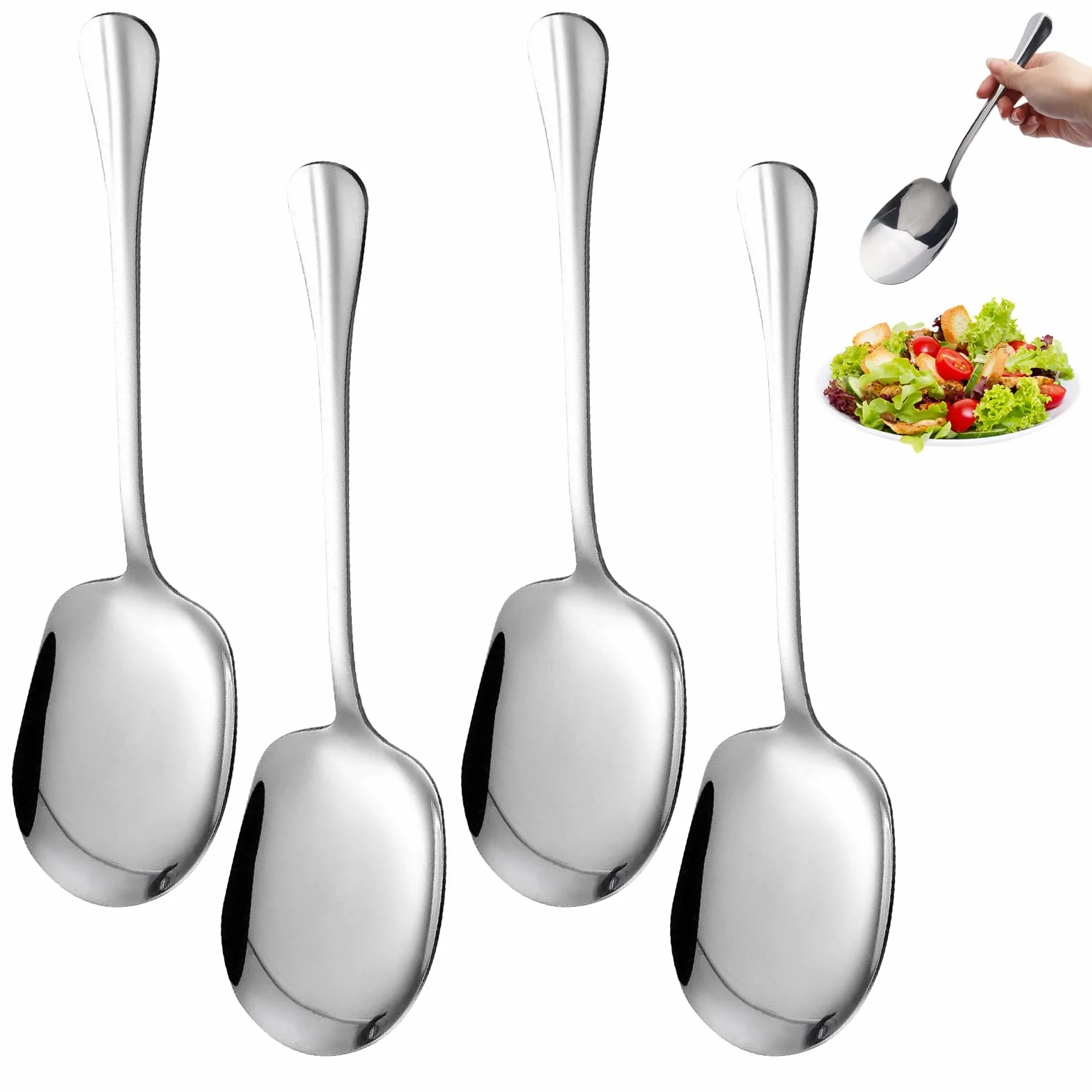 4 łyżki do serwowania ze stali nierdzewnej, 25 cm, łyżki do serwowania, łyżka do zupy, łyżka do serwowania, bufetu, na bankiet, bufet, restaurację, hotele, imprezy
