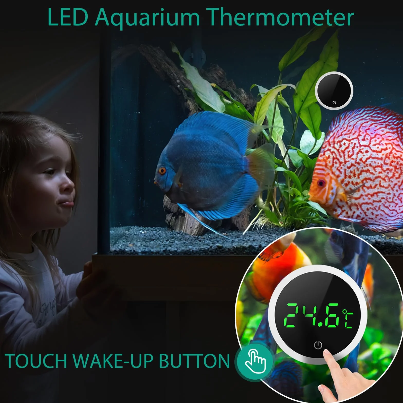ORIA Termometr do akwarium LED cyfrowy miernik temperatury samoprzylepny mini czujnik 2 sztuki