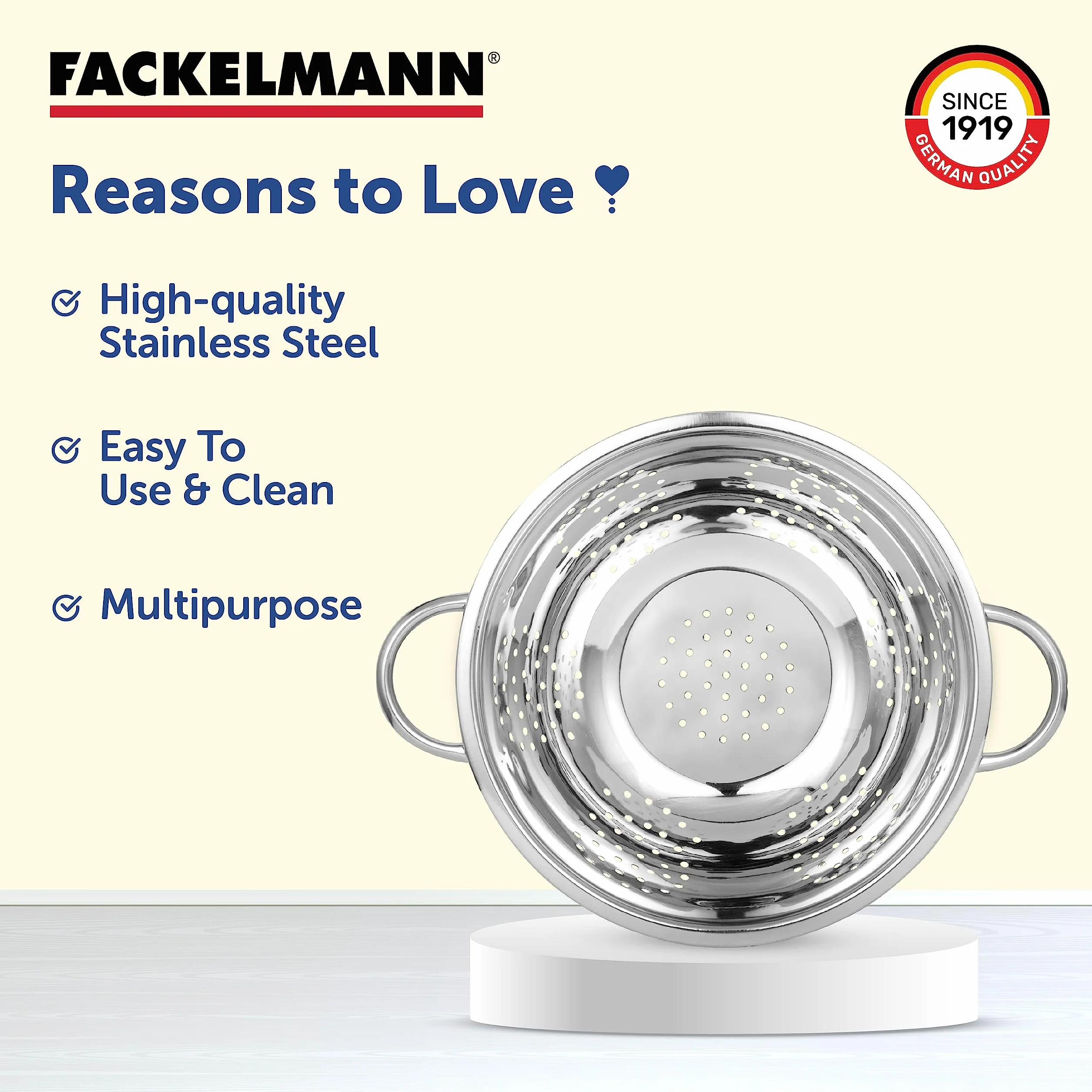 Fackelmann Durszlak, Stal Nierdzewna, Srebrny, 24 cm