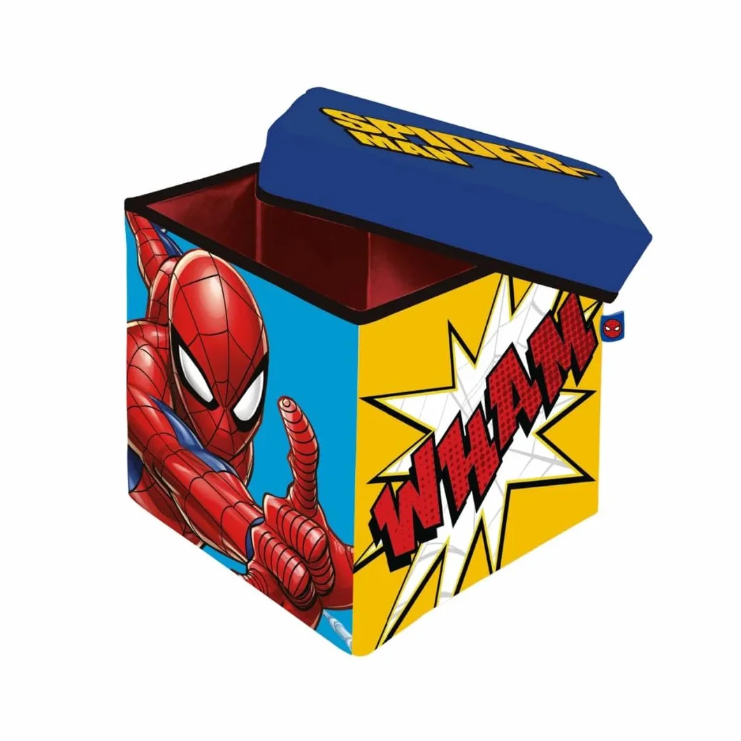 Pudełko do przechowywania zabawek spiderman | Składany 30 x 30 x 30 cm | Marvel Toy Box do pokoju dziecięcego, wytrzymały stołek do przechowywania 80 kg, dekoracyjna pufa