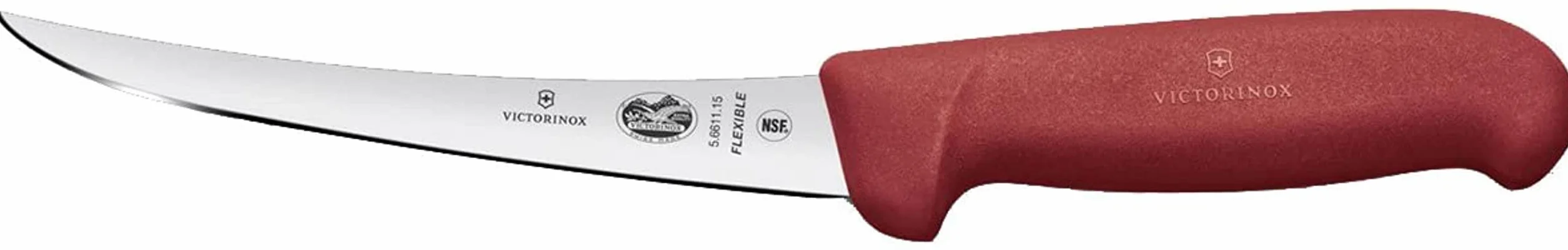 Victorinox, coltello disossatore Fibrox con lama stretta e ricurva in acciaio inox, antiscivolo, rosso