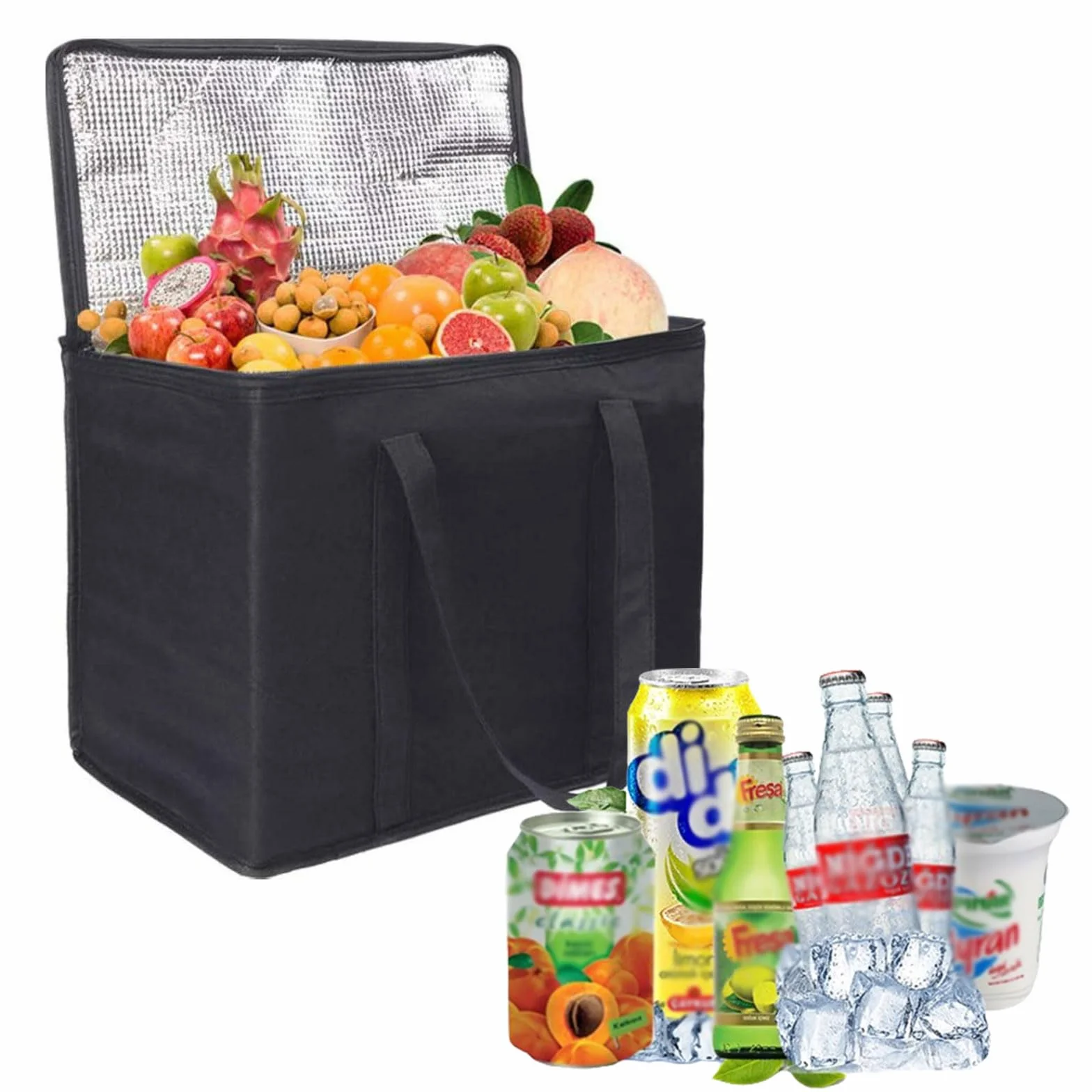Torba na żywność, termoizolacyjna torba chłodząca, torba chłodząca 40 l, torba chłodząca, izolowana torba piknikowa, chłodząca, szczelna, składana, na kemping, do grilla, na zewnątrz