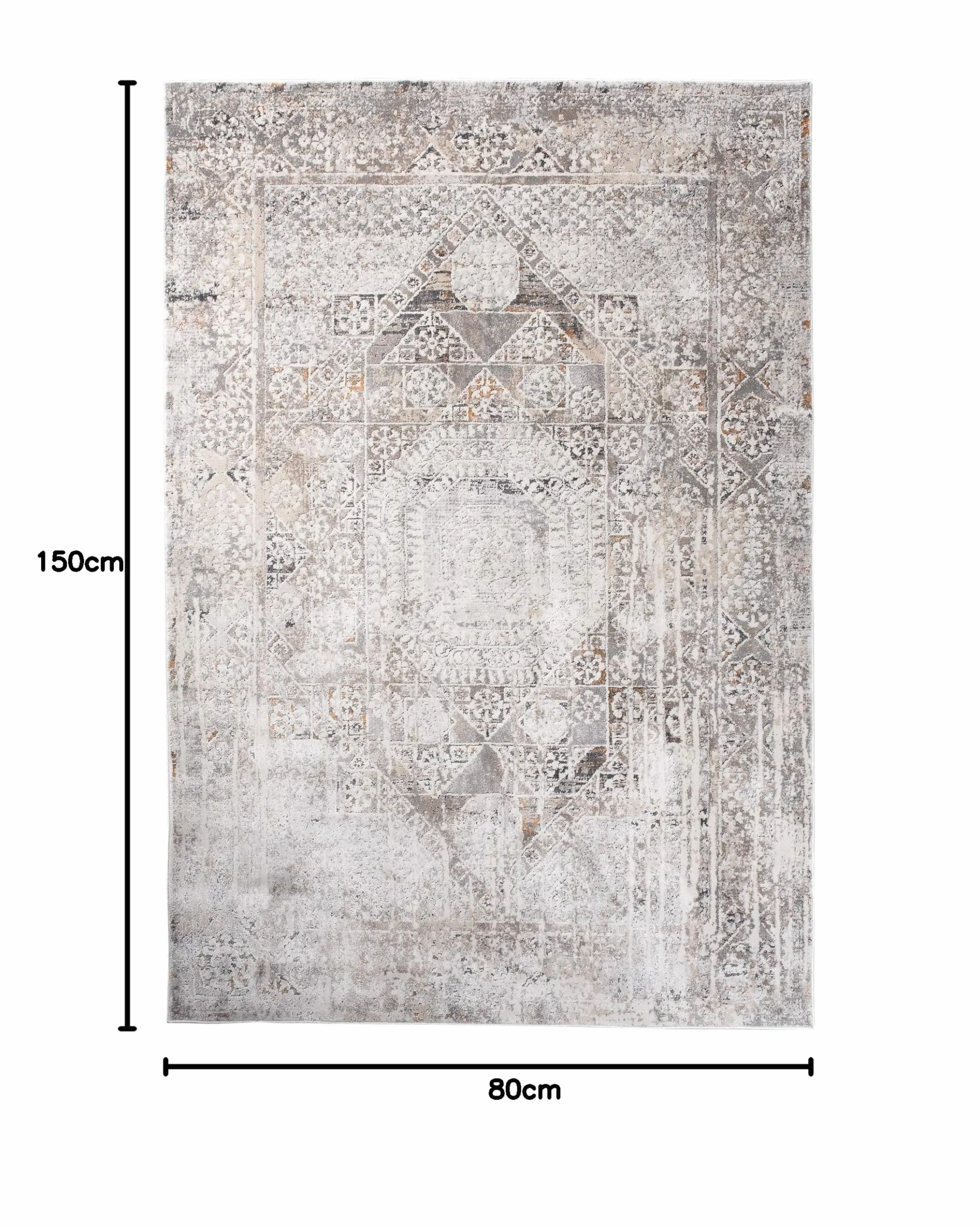 Tapiso Feyruz dywan z krótkim włosiem, jasnoszary, nowoczesny ornament, kwiatowy design, vintage, do salonu, sypialni, Ökotex 80 x 150 cm