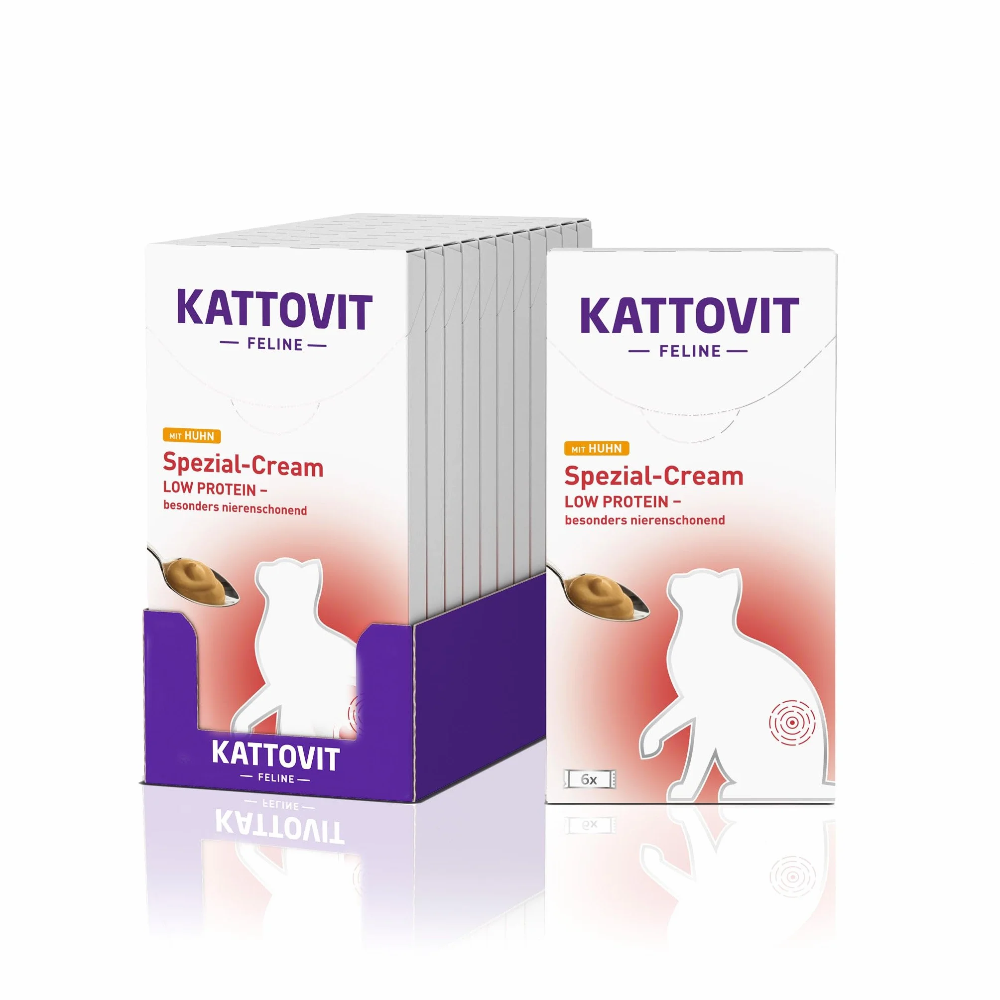 KATTOVIT Specjalny krem Low Protein | przekąska dietetyczna dla kotów wspomagająca czynność nerek dla dorosłych kotów | 66 x 15 g kurczaka