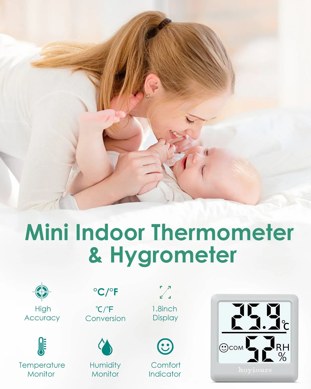 Cyfrowy termometr pokojowy, 3 sztuki, monitor temperatury pomieszczenia i wilgotnościomierz, termometr pokojowy, higrometr, szary