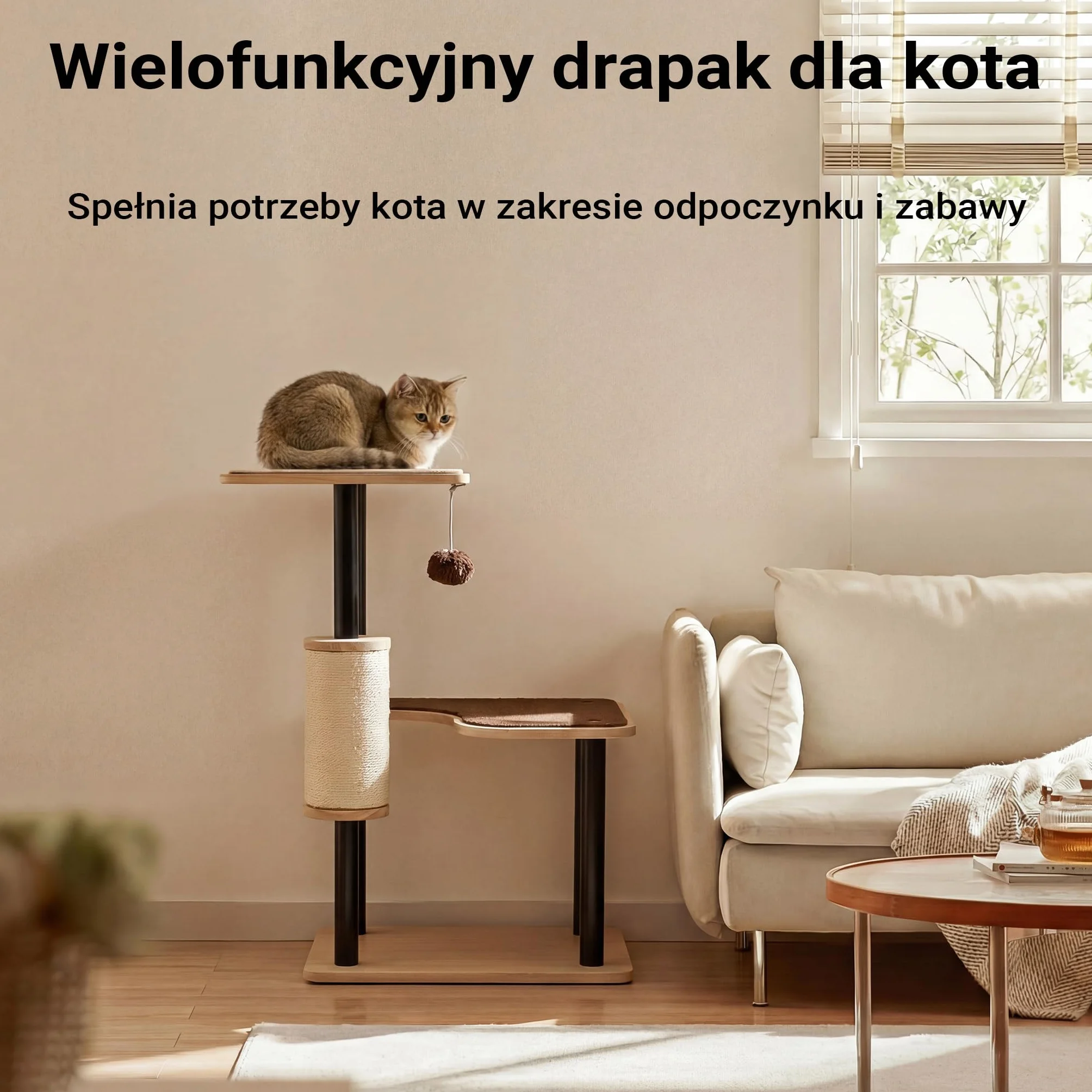 Drapak dla kota metalowy 40 x 30 x 62 cm z sizalem legowisko domek
