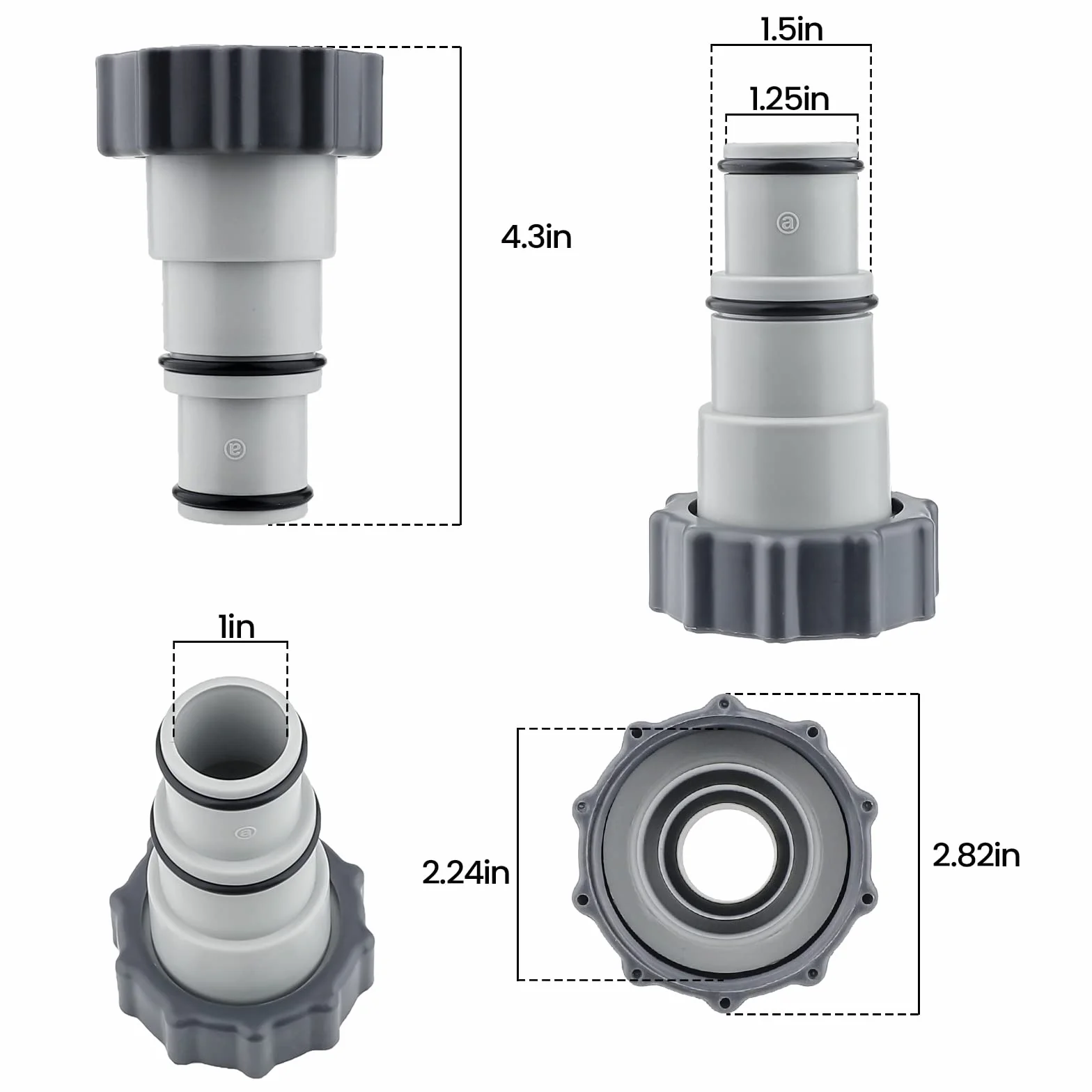 Adapter basenowy, 2 sztuki, wąż basenowy 32-38 mm, łącznik, przyłącze węża, adapter do węża basenowego, adapter do pomp z przyłączem gwintowym i zaworem tłokowym, akcesoria basenowe