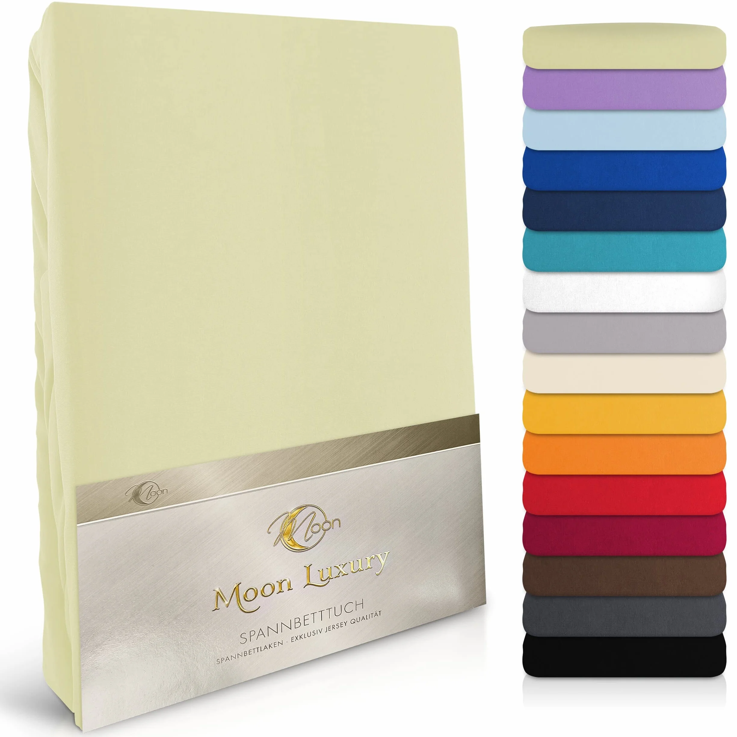 MOON - Luksusowe prześcieradło z gumką Jersey Stretch 230 g/m² do łóżek wodnych, łóżek kontynentalnych i tradycyjnych materacy (Pistazie, 200 x 220 – 220 x 240)