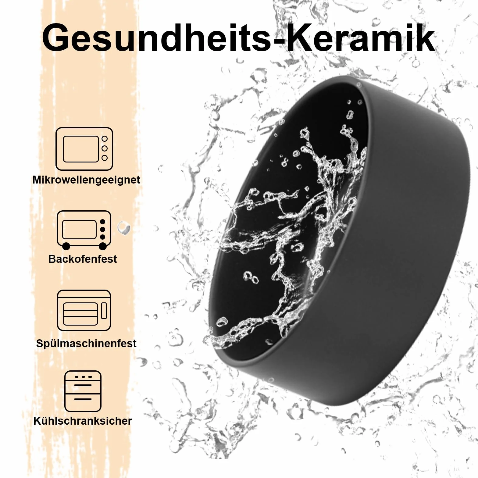 SPUNKYJUNKY Ceramiczny zestaw podniesionych misek dla psa z bambusowym stojakiem 1800ml Czarny