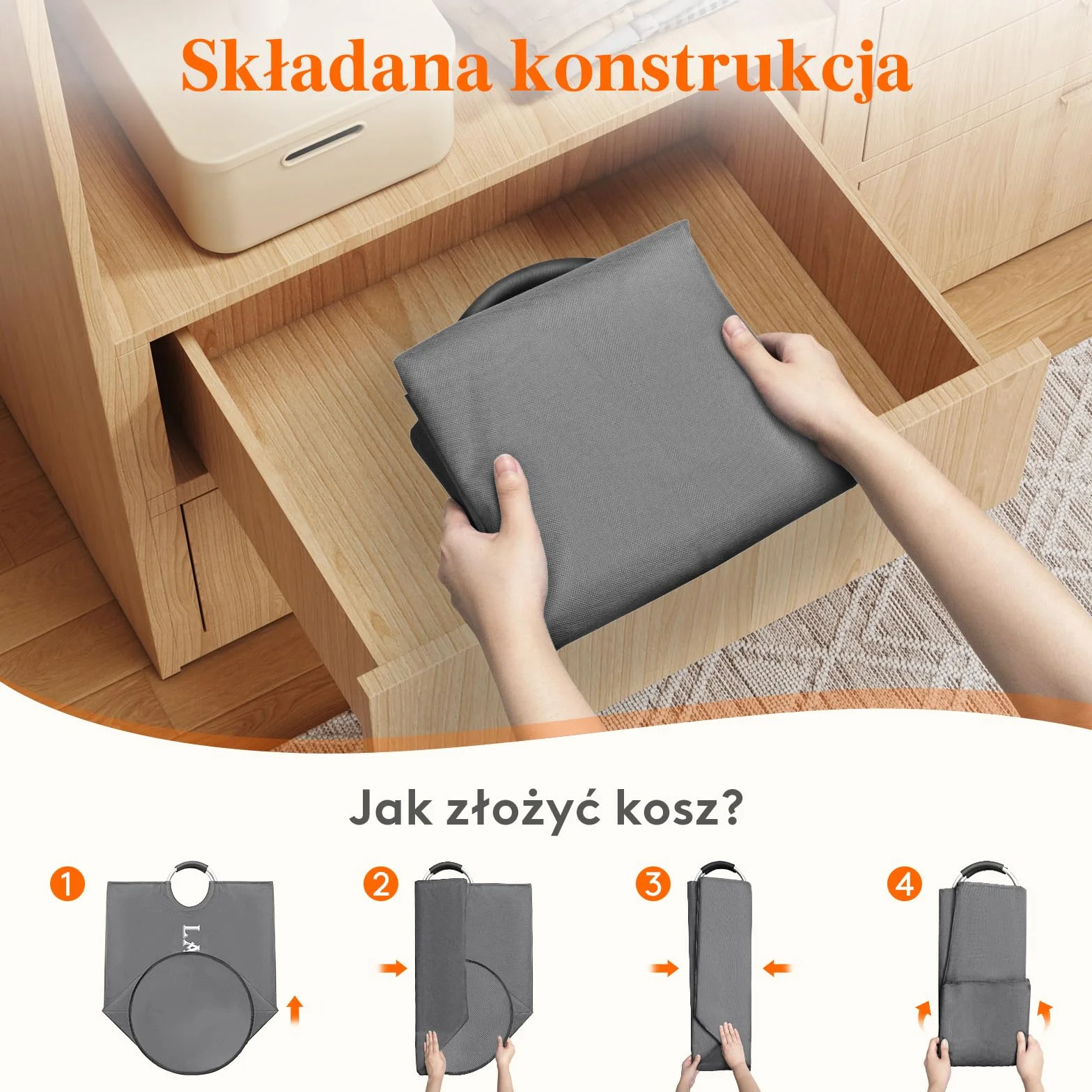 Lifewit 100l 2 szt. duży kosz na pranie, składany kosz na pranie z aluminiowymi uchwytami, wodoodporny wolnostojący kosz na brudne ubrania do pralni, sypialni, łazienki w akademiku,Szary