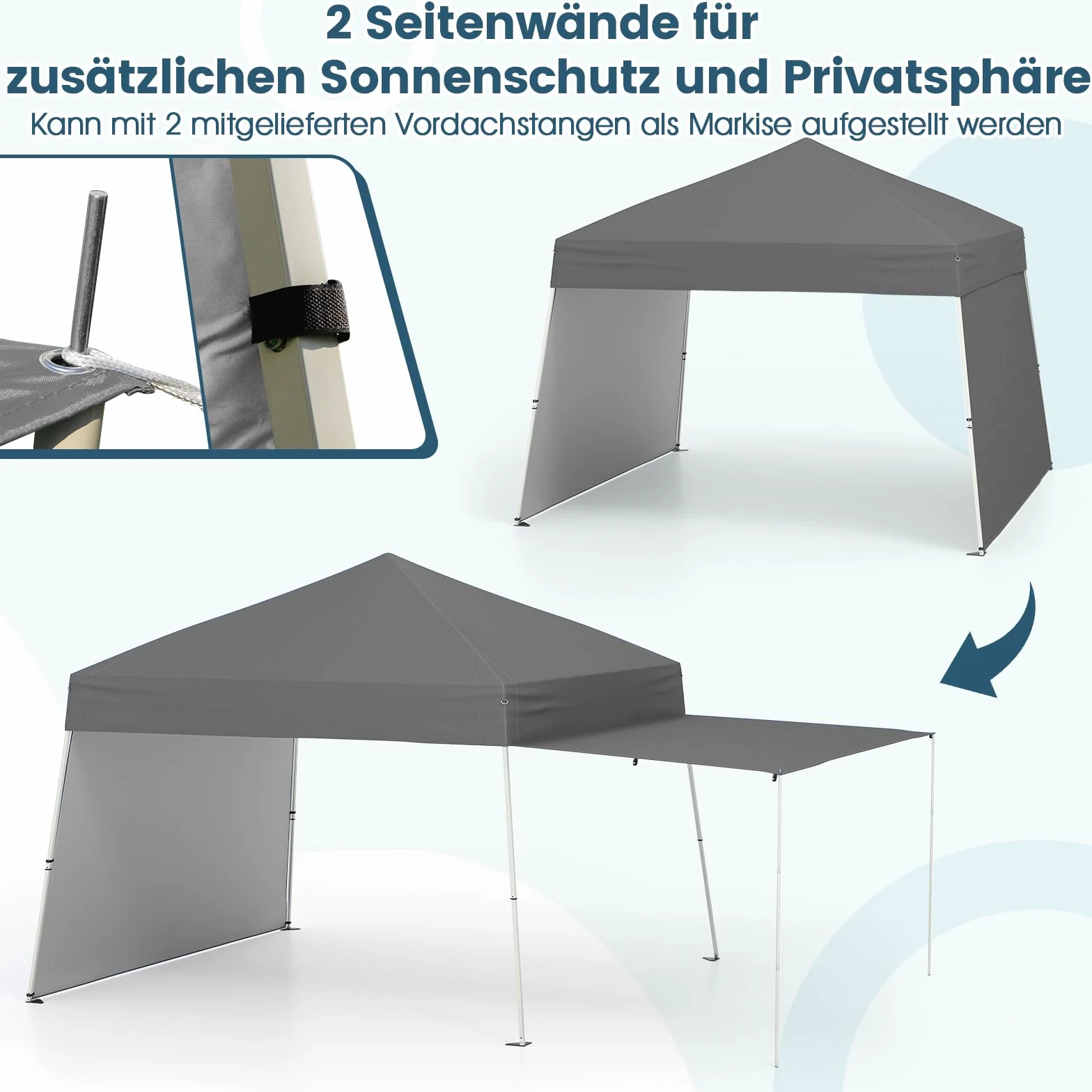 COSTWAY Pawilon pop-up 3x4 m, 2 wymiennych bocznych części, ochrona UV 50+, regulacja wysokości, namiot ogrodowy/imprezowy, 8 śledzi