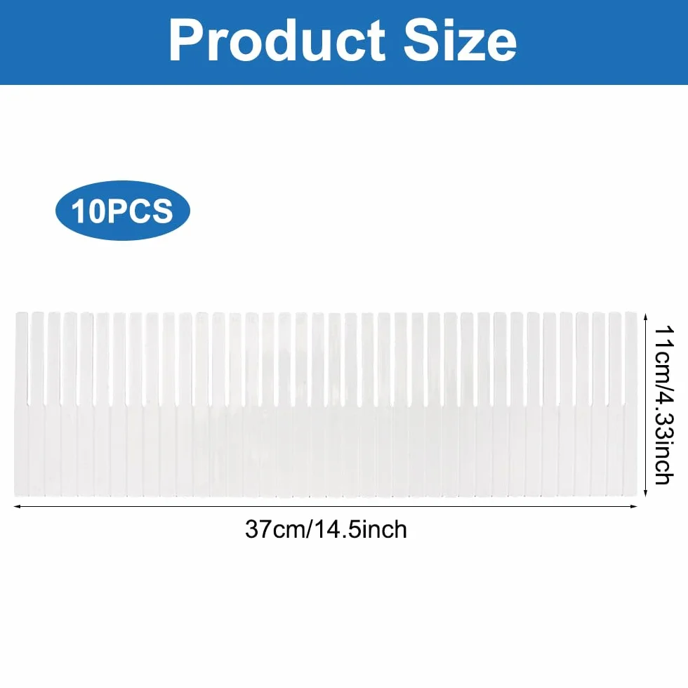10 sztuk rozdzielaczy do szuflad, 37 x 11 cm, przegrody do szuflad, regulowane przegrody do szuflad, separator szuflad, z możliwością przycięcia, do bielizny, skarpet, kosmetyków
