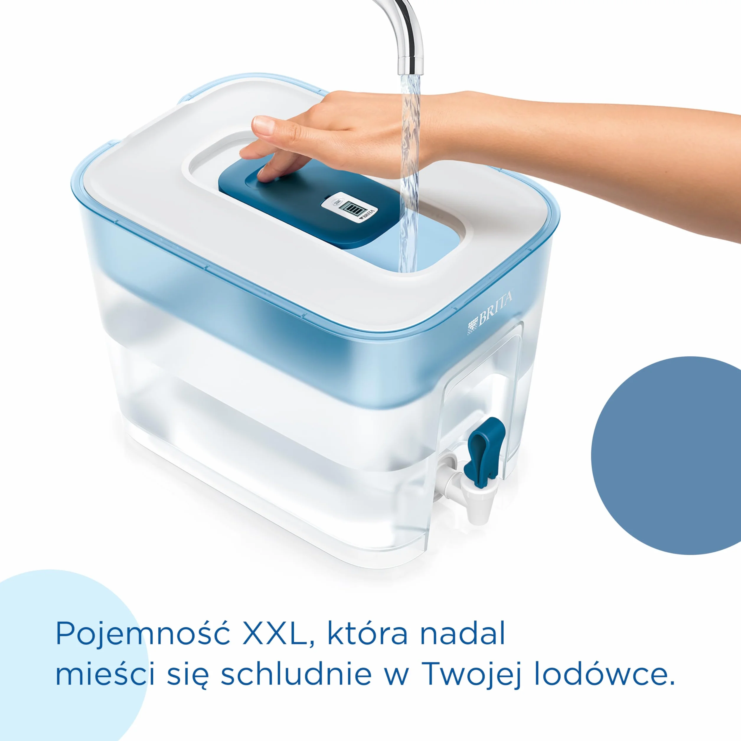 BRITA Dystrybutor filtrujący wodę Flow (8,5 l) z 1 filtrem BRITA MAXTRA PRO Pure Performance redukującym chlor, kamień, PFAS i metale – pojemność XXL