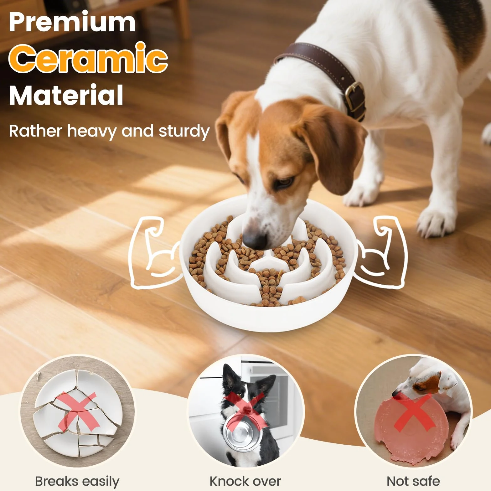 PETTOM Ceramiczna miska dla psa przeciw korkom