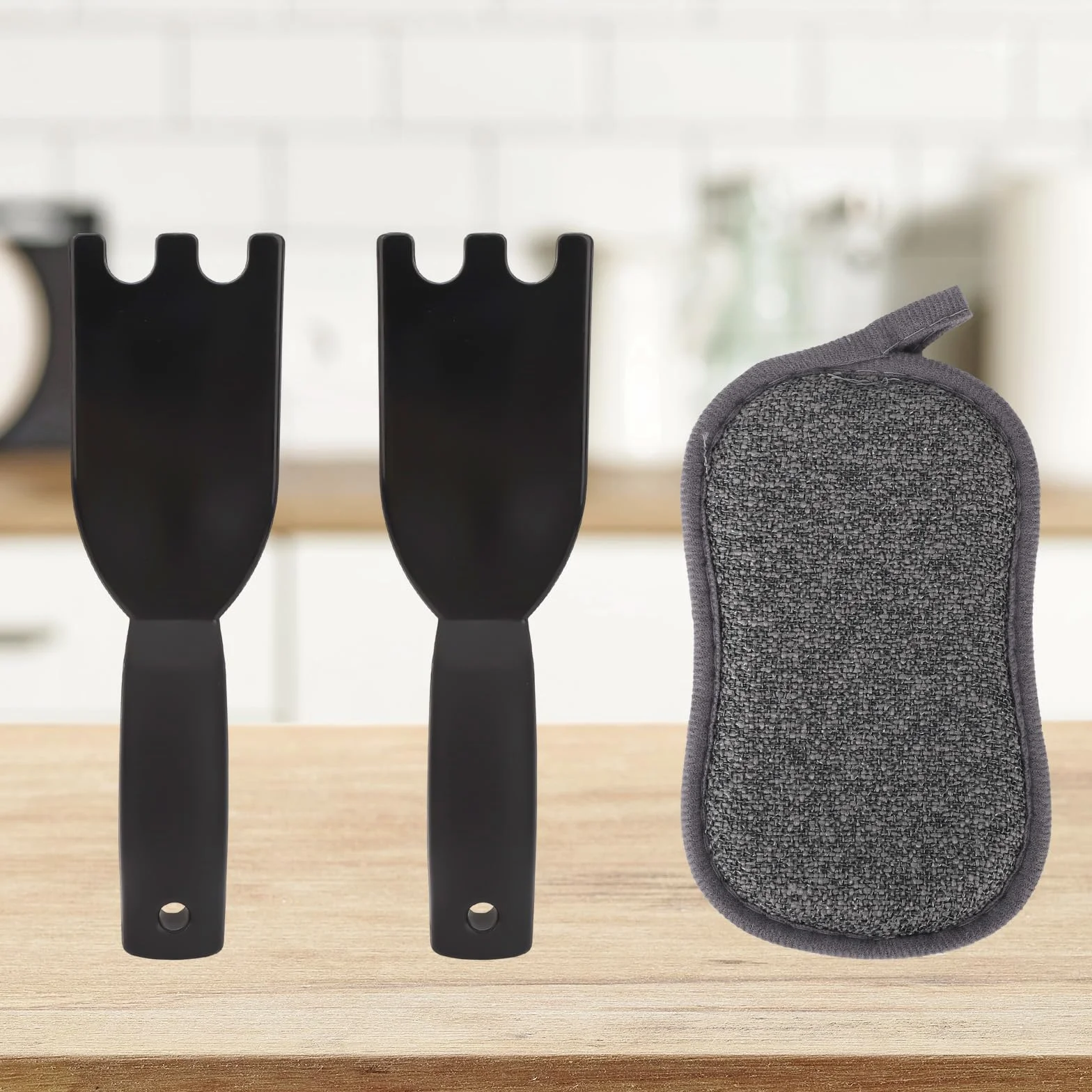 2szt Grill Skrobak Zestaw dla George Foreman, Odporny Ciepło Plastik Łopatka z Rowkami & Gąbka Szmatka Komfort Chwyt Środek Czyszczący Narzędzie dla Rowkowanych Grillów Wewnątrz Zewnątrz