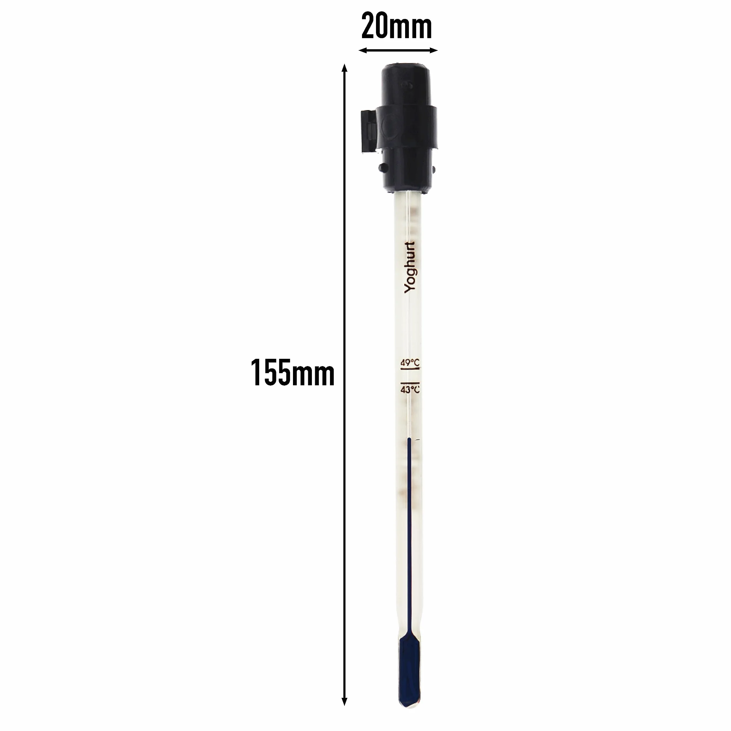 Termometro na Jogurt, 150 mm, include Custodia Protettiva con Zone Consigliate