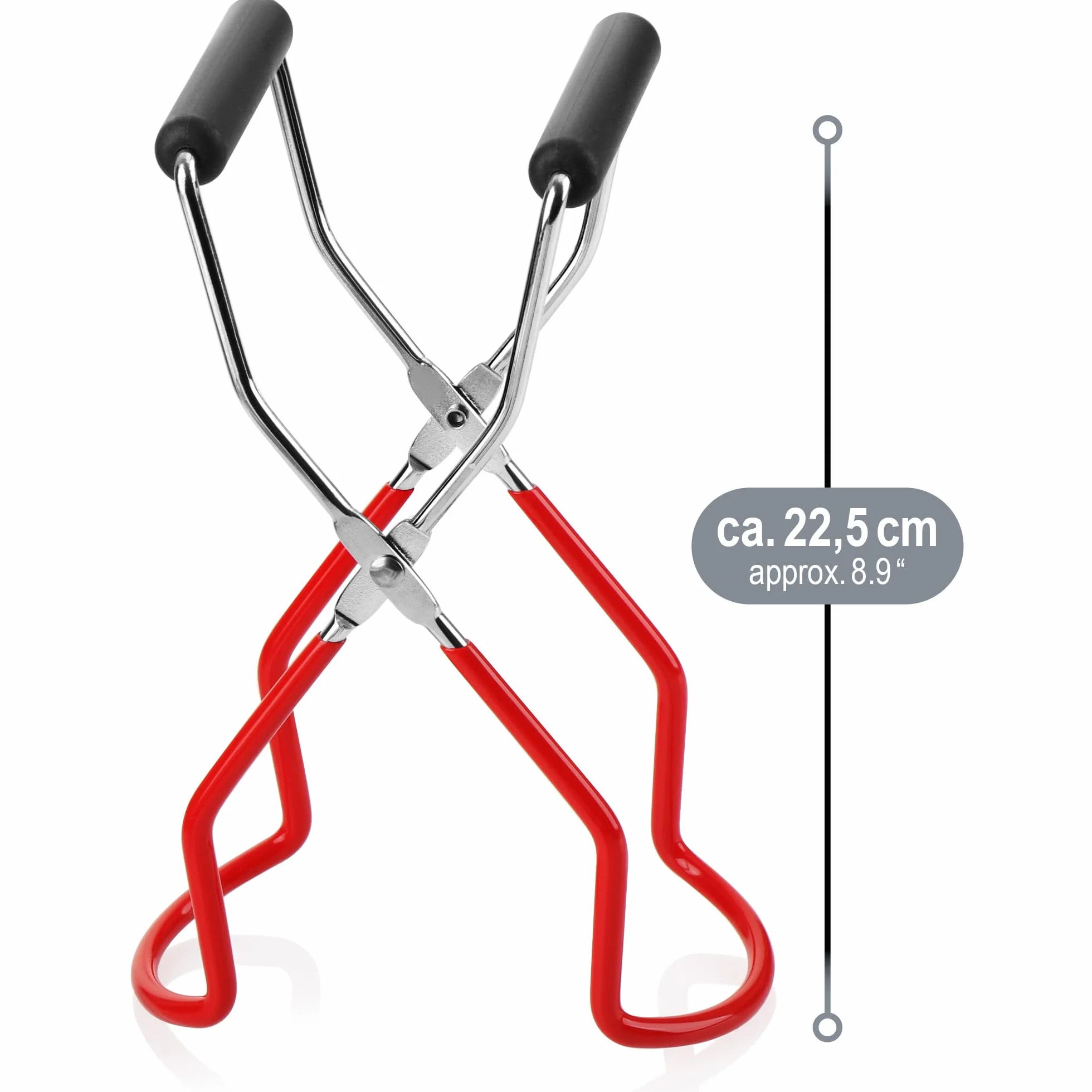 COM-FOUR® Podnosnik do szkla do wekowania na goraco i do wekowania - do sloików dowolnej wielkosci - idealna pomoc podczas wekowania - chromowany (Podnosnik do szkla 23 cm - 01 sztuk)