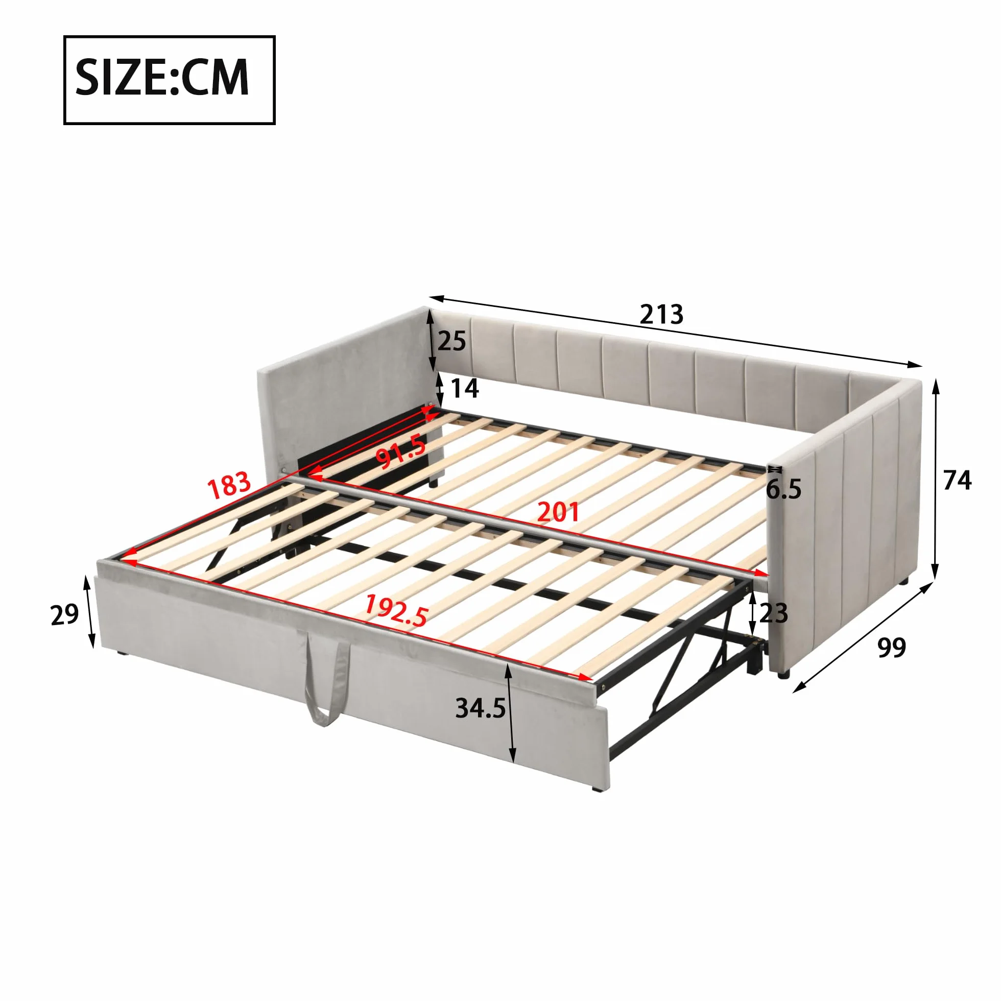 YESGIGA Łóżko tapicerowane, rozkładana sofa do spania 90/180 x 200 cm ze stelażem, łóżko wielofunkcyjne z przyjaznego dla skóry aksamitu (jasnoszare)