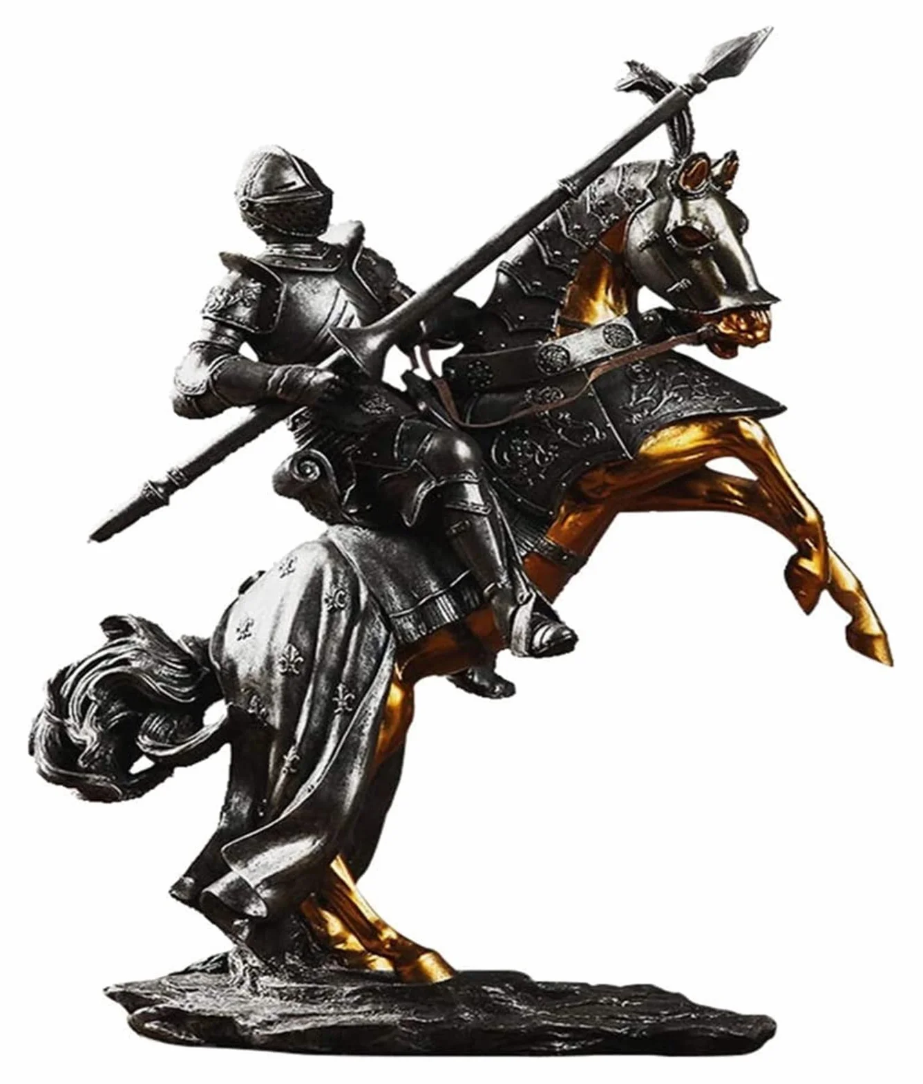 rzeźba artystyczna rodzina rzeźba artystyczna figurki dekoracja biurowa w domu statua rycerz statua Ornament zbroja średniowieczna rzeźba na koniu kolekcjonerska dekoracja figurka prezent do d